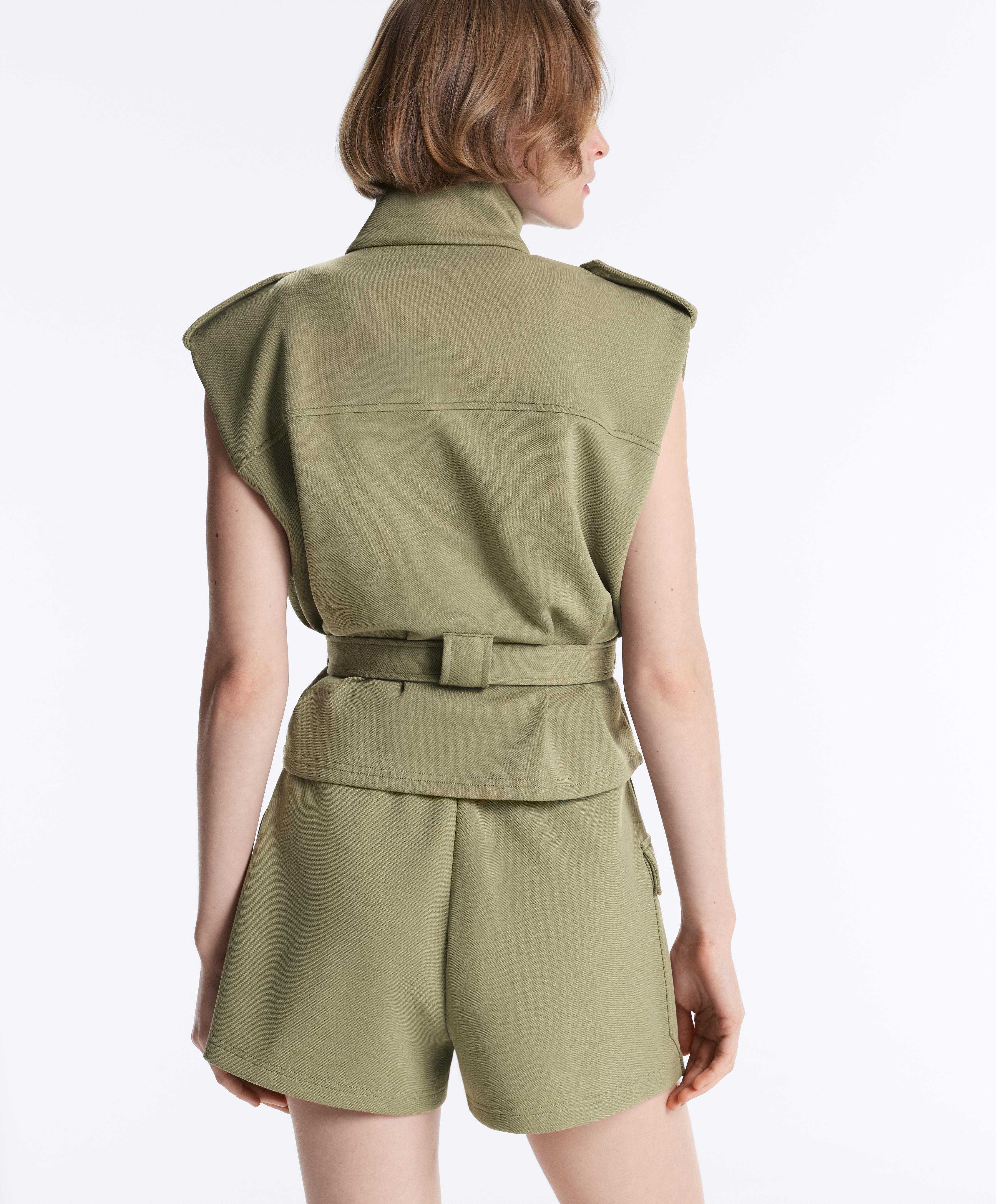 Utility piqué gilet with cotton belt — YELLOW GREEN