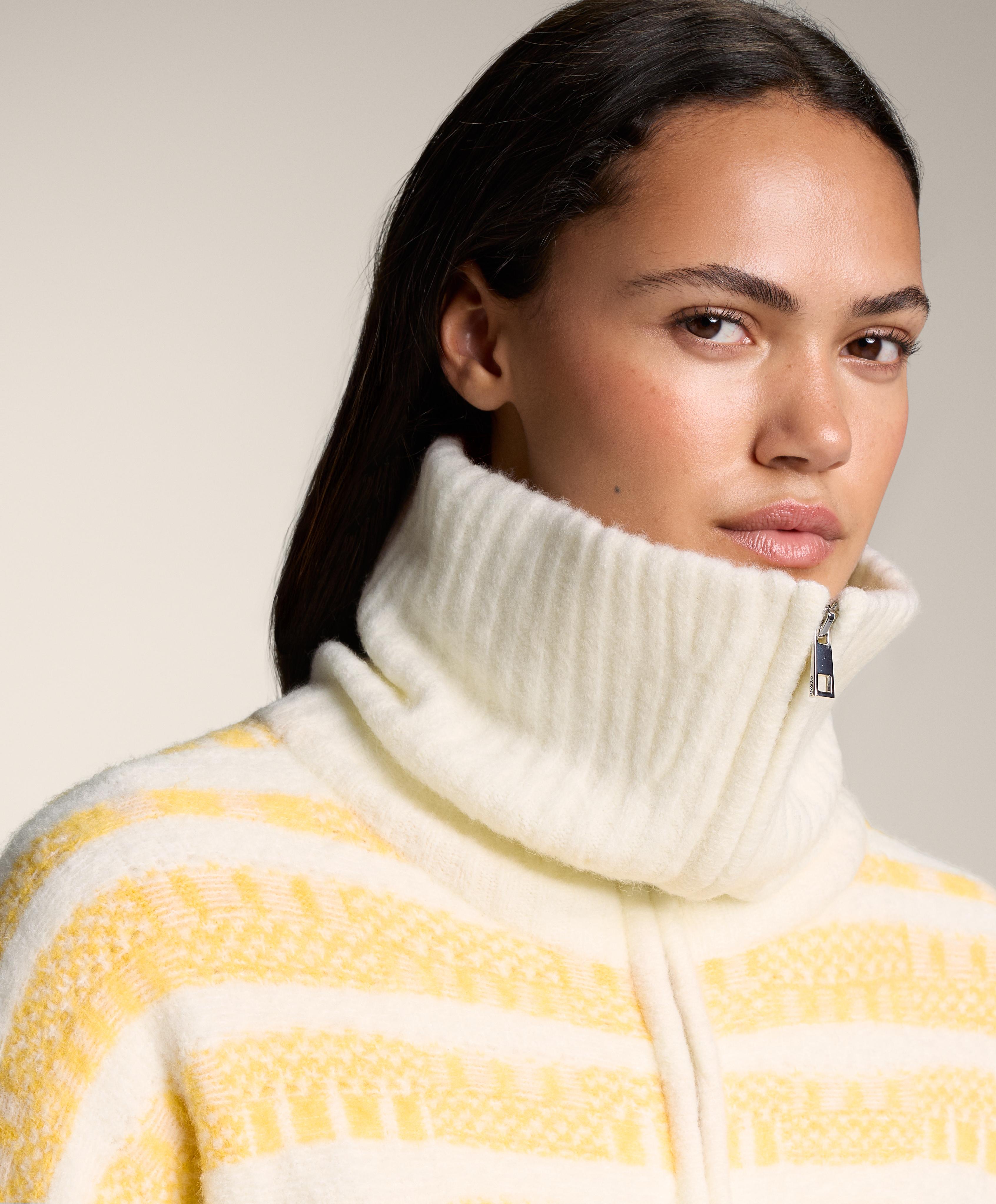 Striped jacquard knit jacket — YELLOW