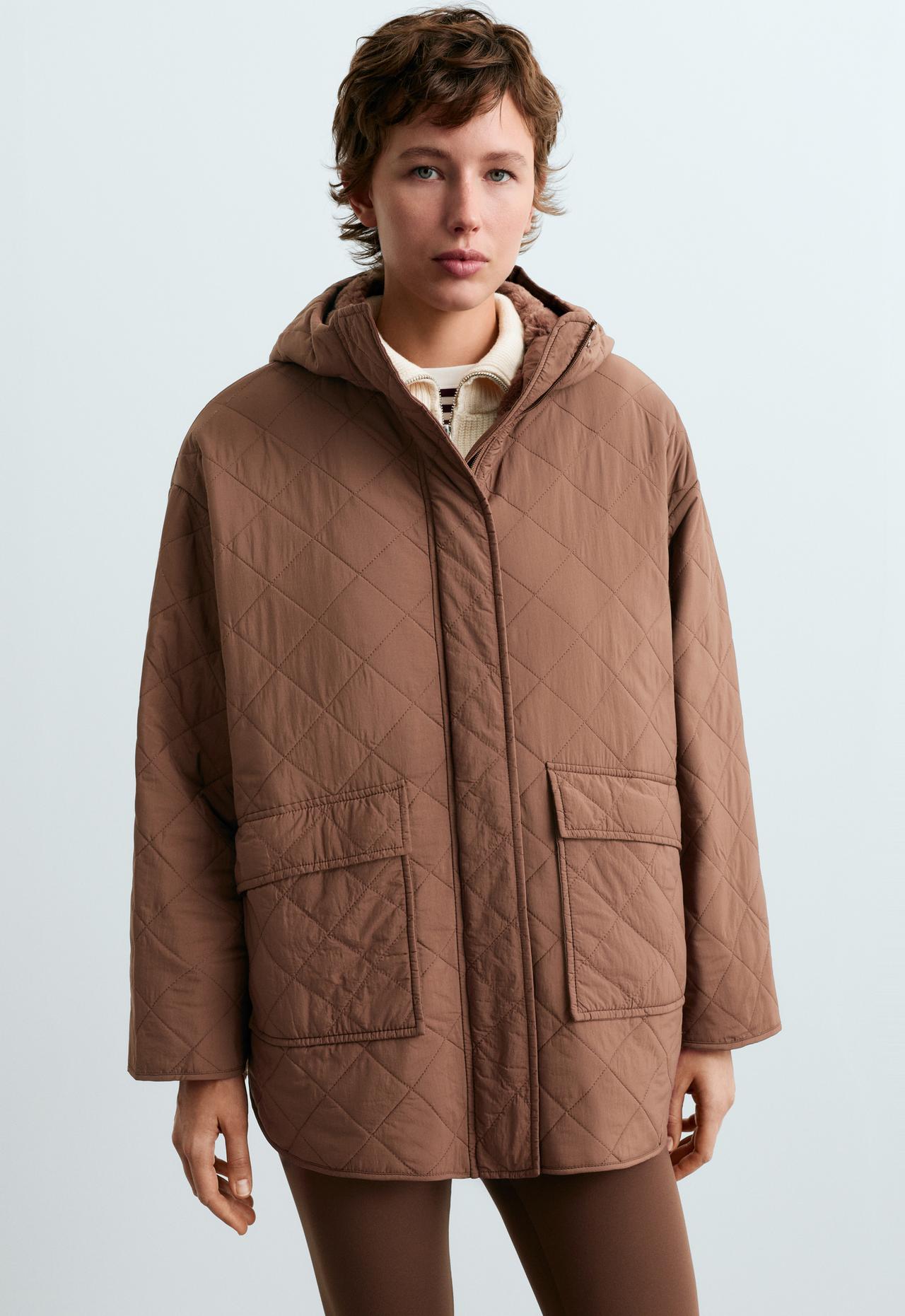 Fellex® aerogel padded jacket with faux-fur-effect lining — DARK BRICK