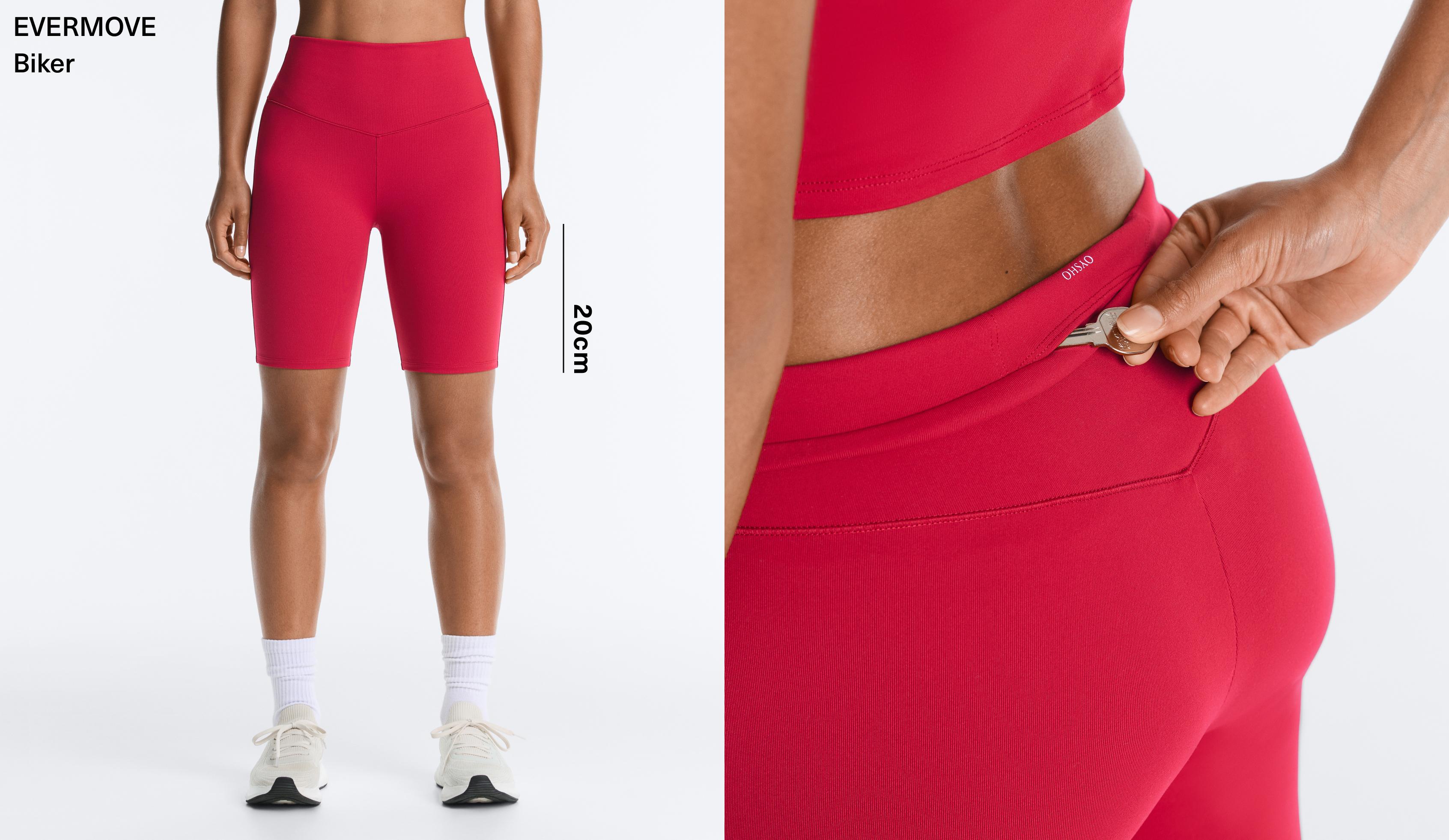 Evermove high-rise 20cm cycle leggings — RED