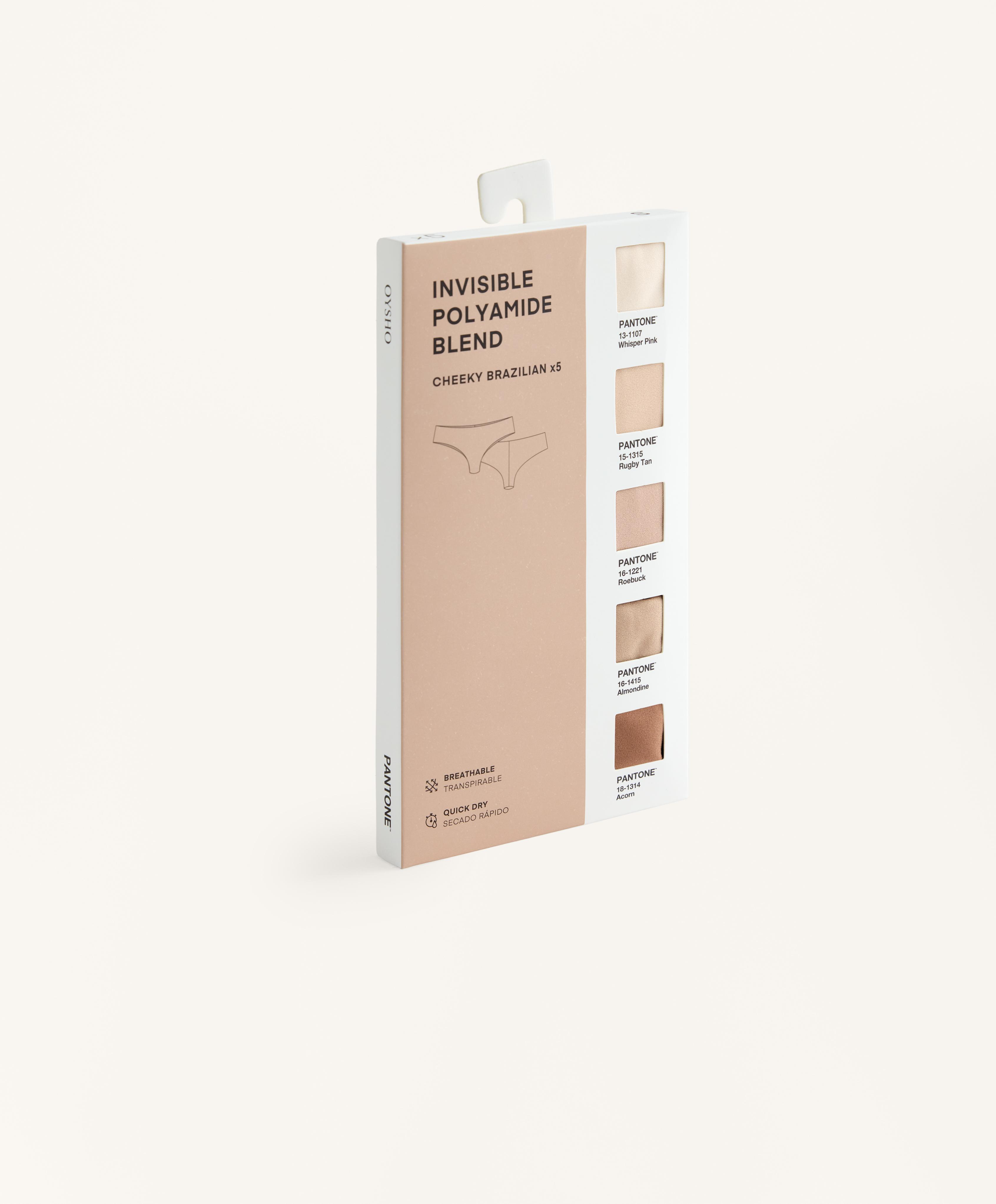 5 PANTONE™ polyamide blend invisible Brazilian briefs