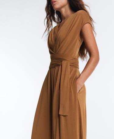 Crossover modal blend long jumpsuit — COPPER 5