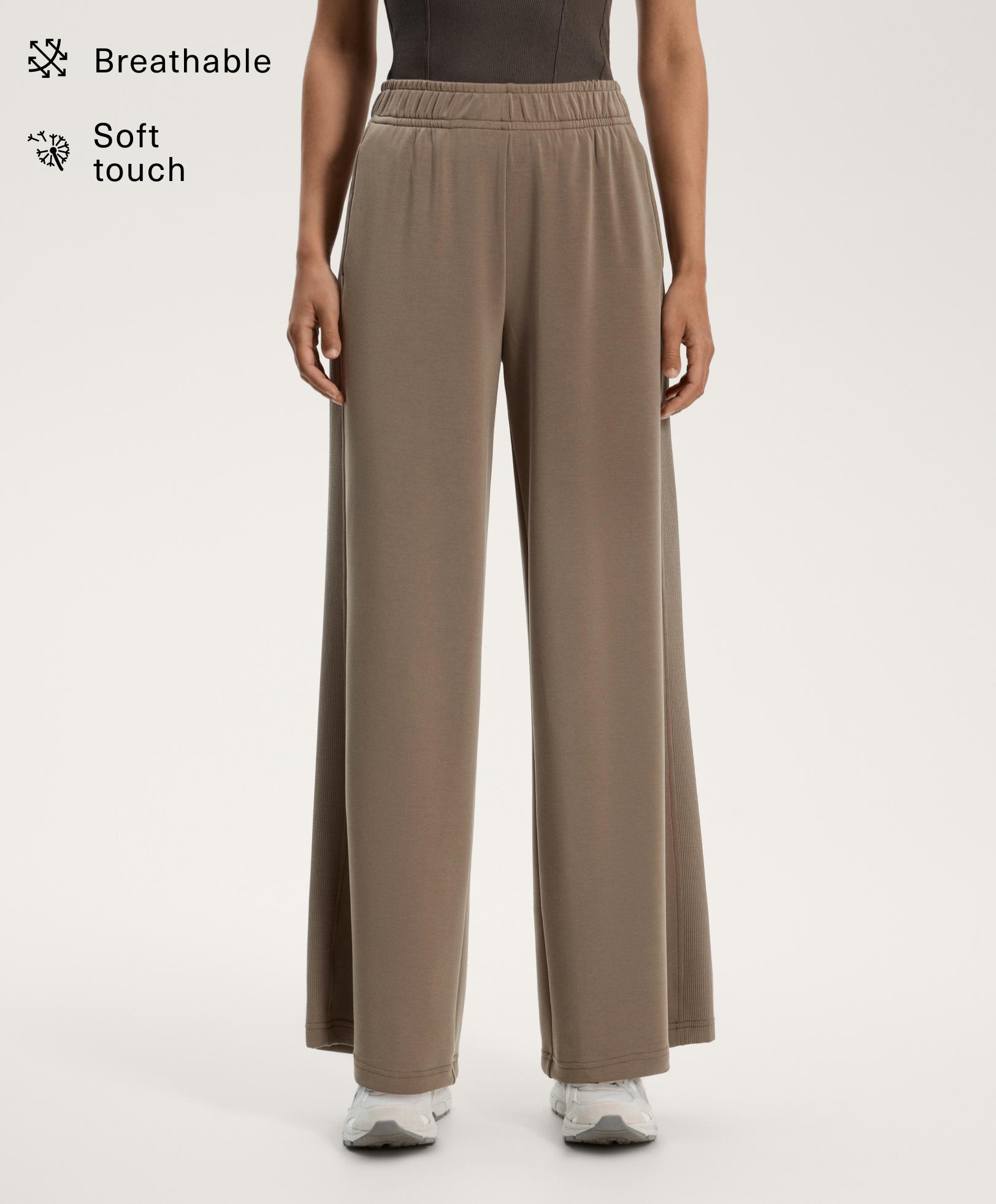 بنطلون مستقيم بجانب مضلع ممزوج بمودال ناعم الملمس - تنزيلات