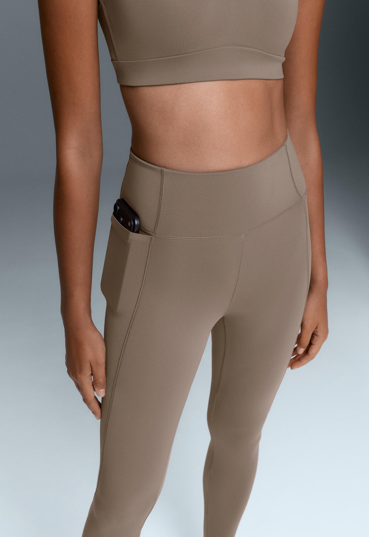 Ankle-length High rise Rapid Dry leggings with pockets — DARK MINK