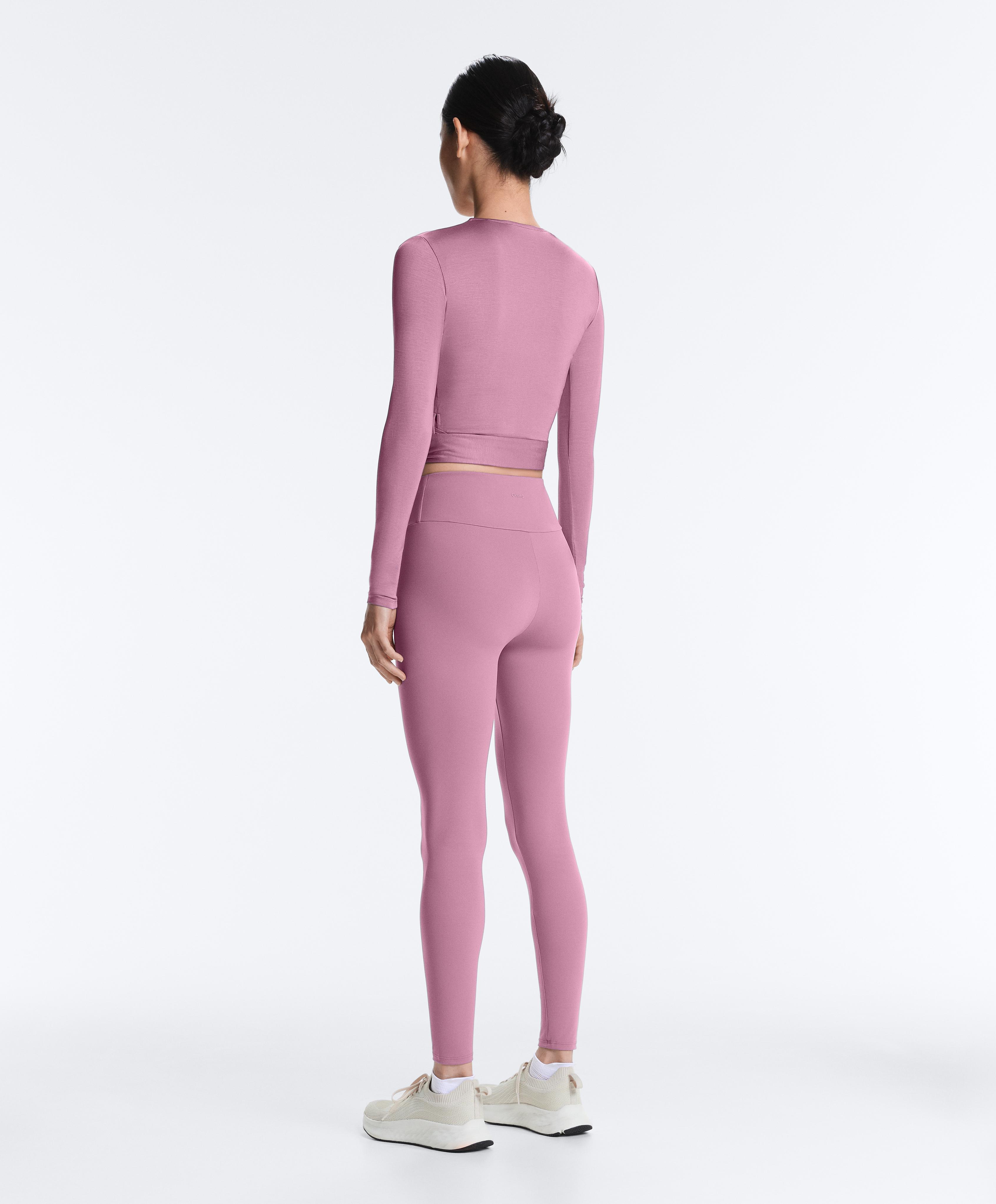 Lyocell blend wrap T-shirt — MAUVE PINK