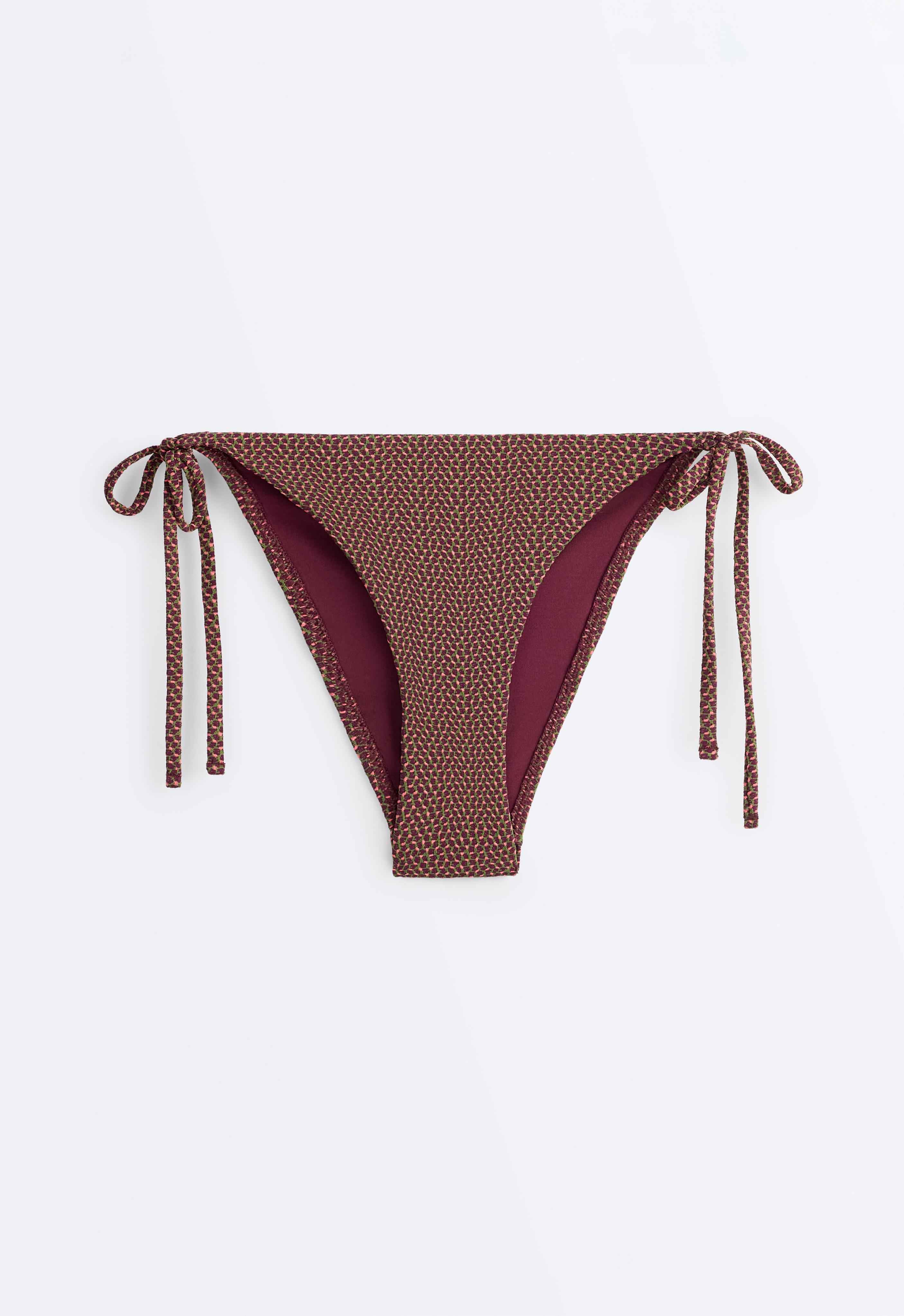 Medium-coverage geometric tie bikini briefs