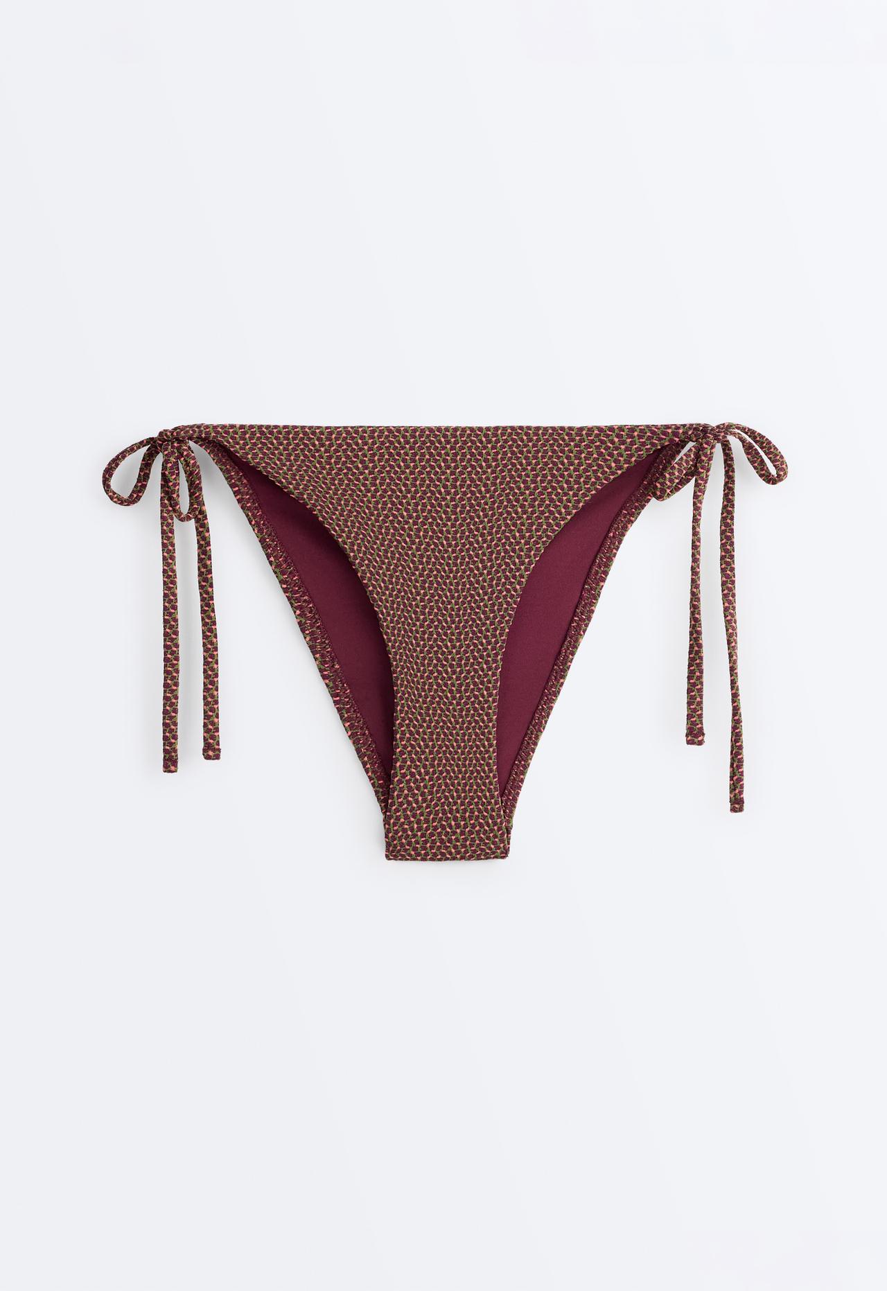 Medium-coverage geometric tie bikini briefs — LIGHT KHAKI