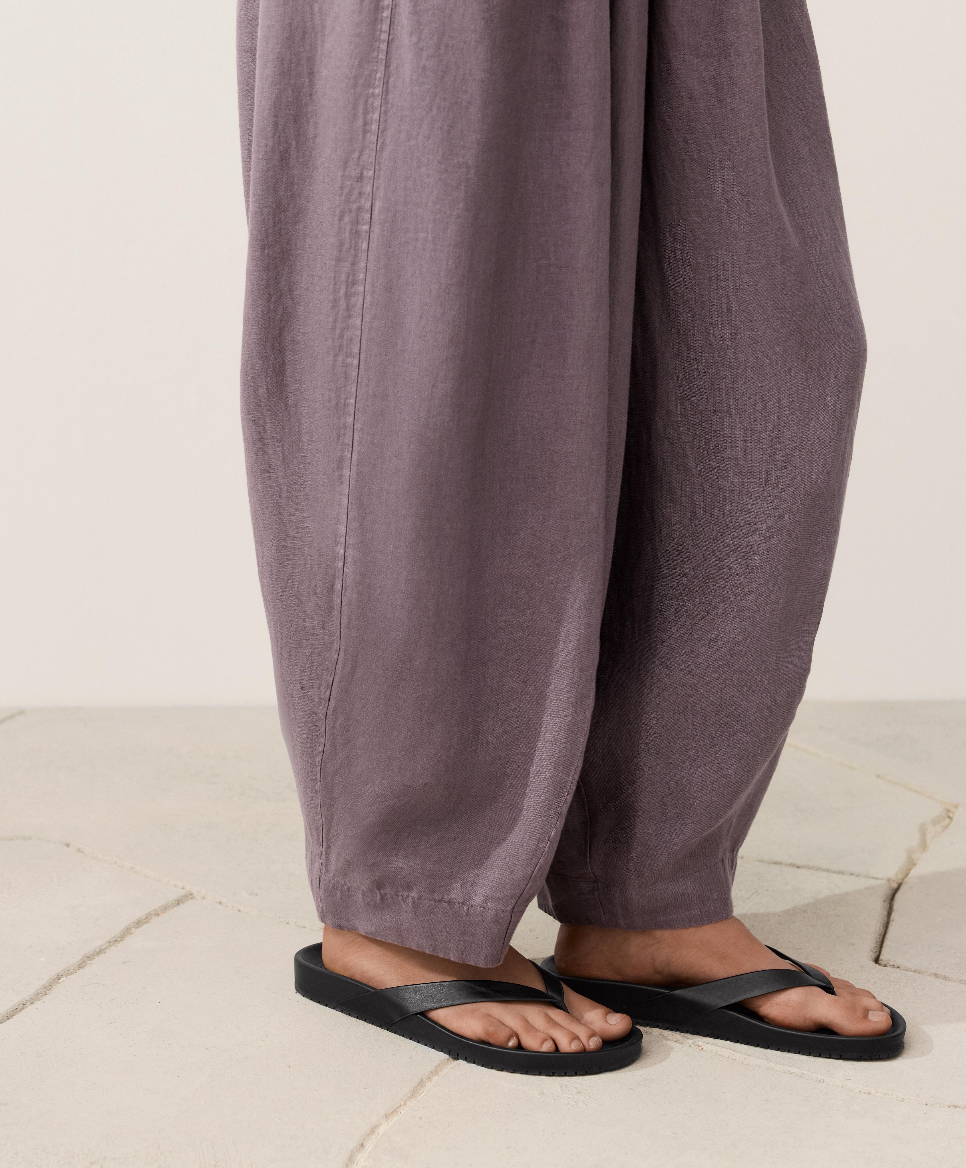 100% linen balloon trousers — DUSTY LILAC