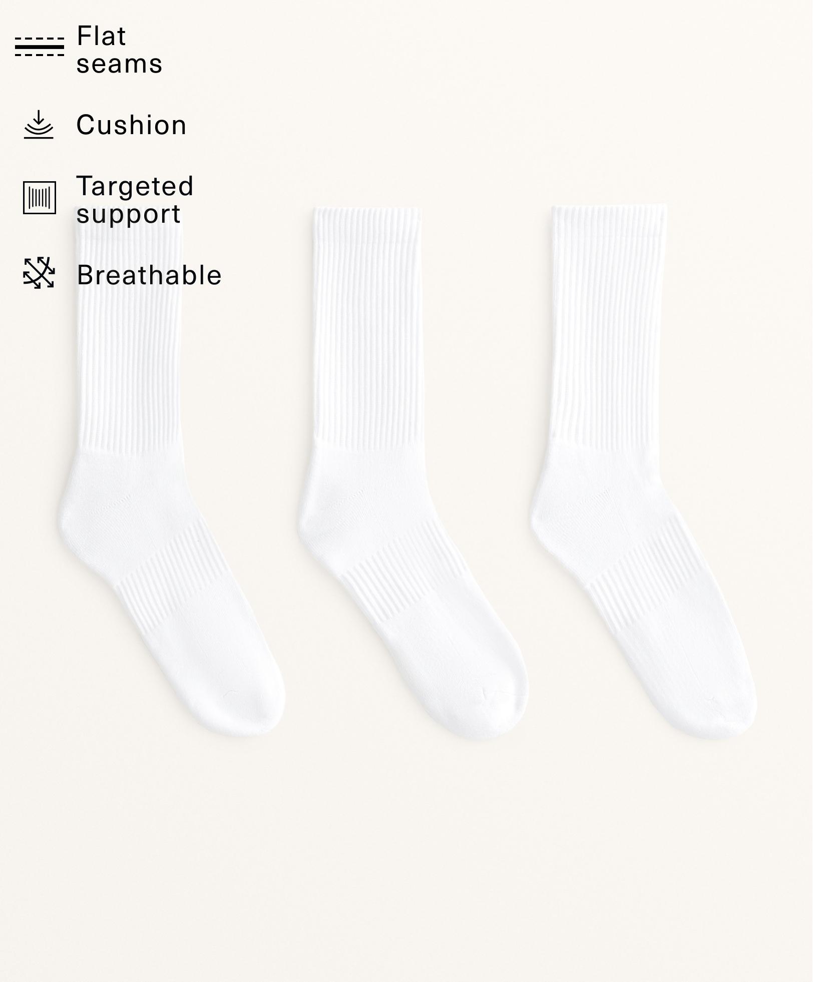 3 pairs of classic cotton blend sports socks
