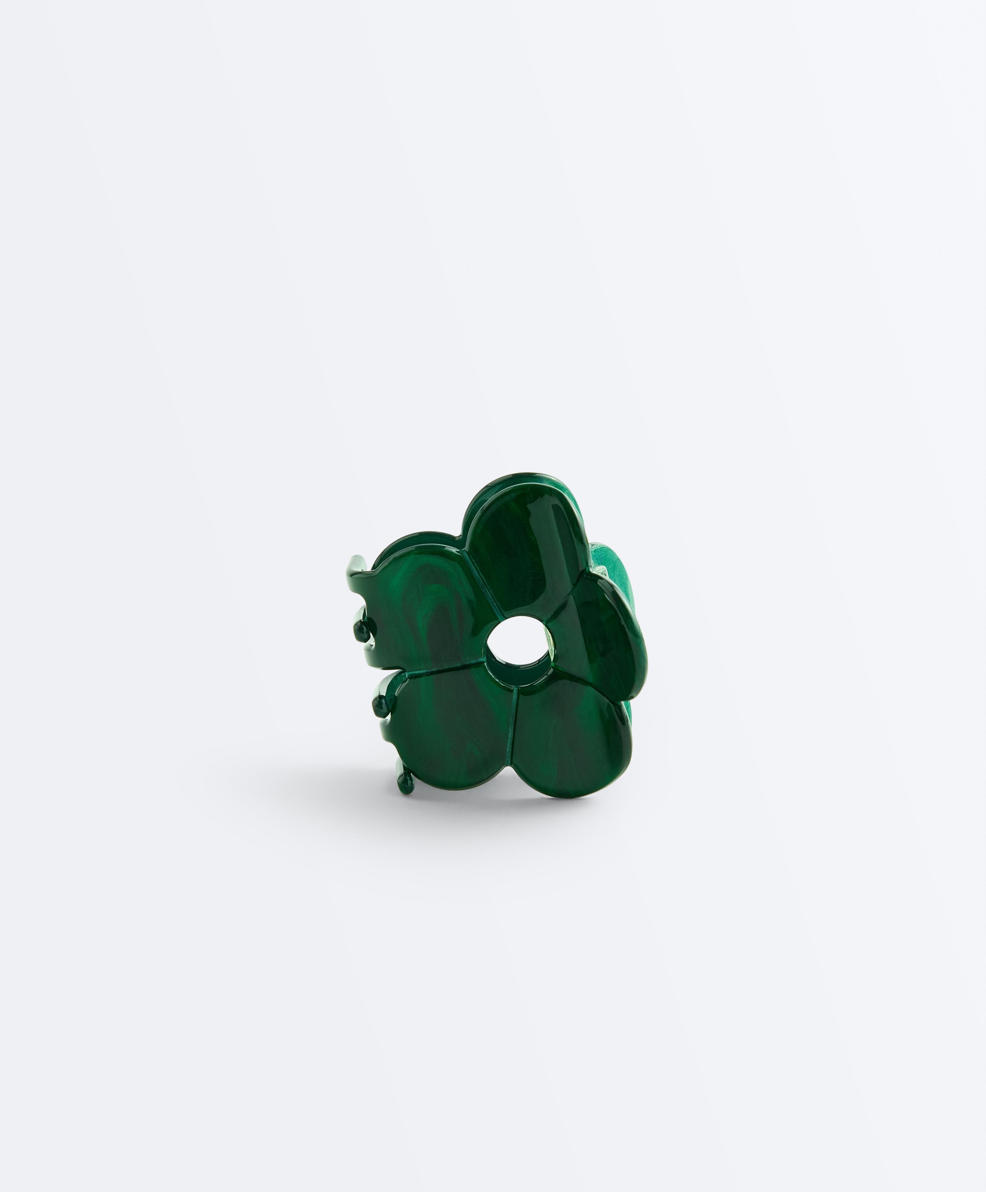 Small flower hair clip — DARK EMERALD