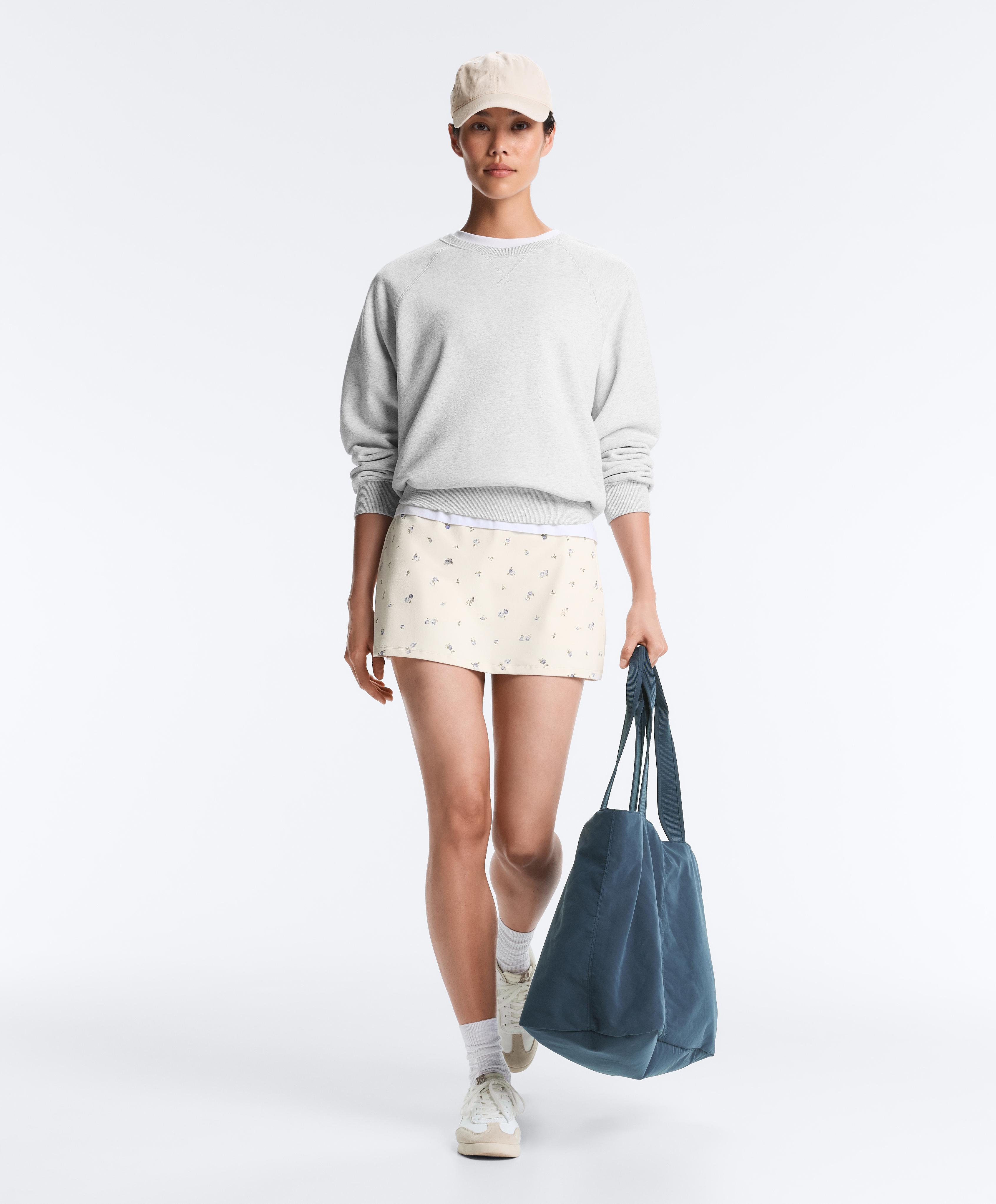 Evermove high rise floral print short skirt — PALE ECRU