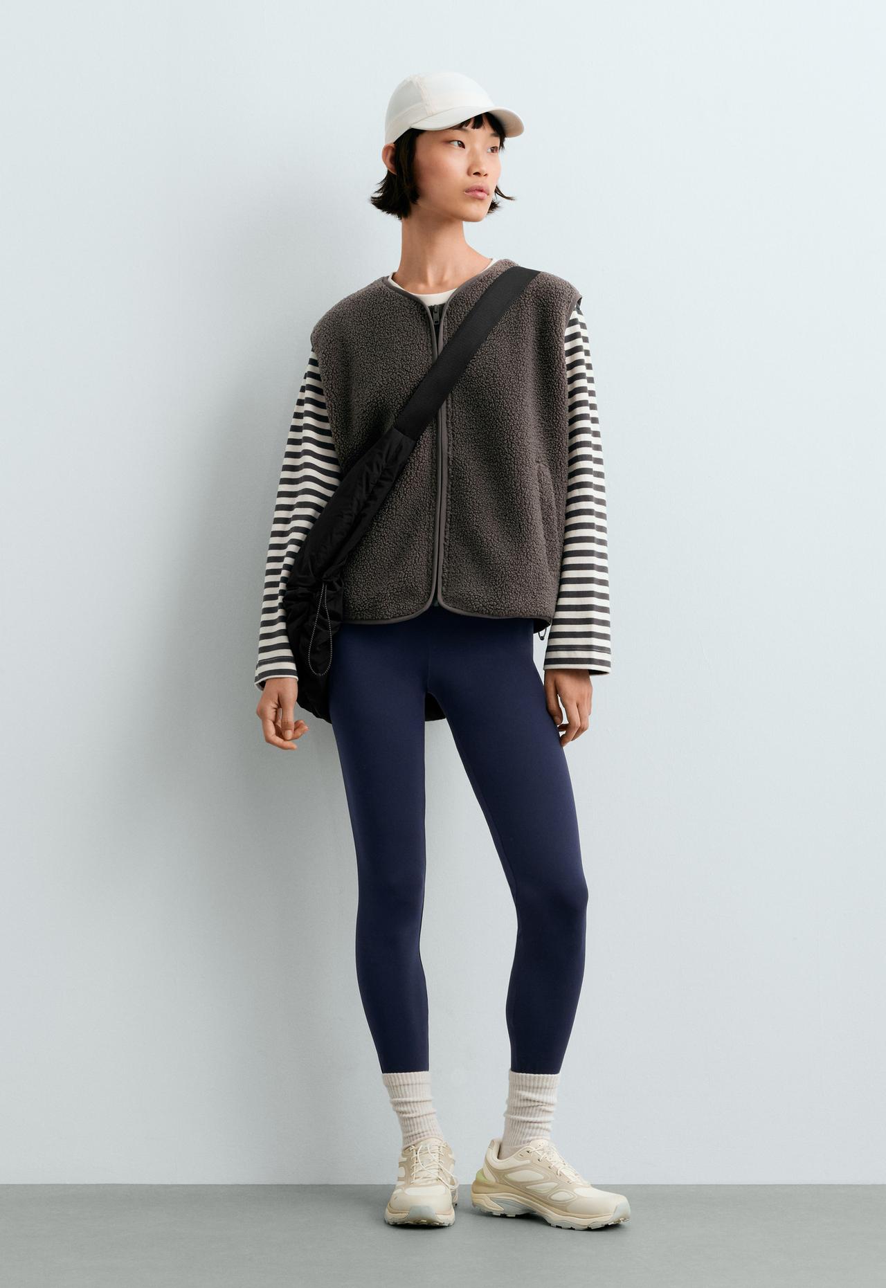 Faux-shearling gilet with zip — CHARCOAL GREY