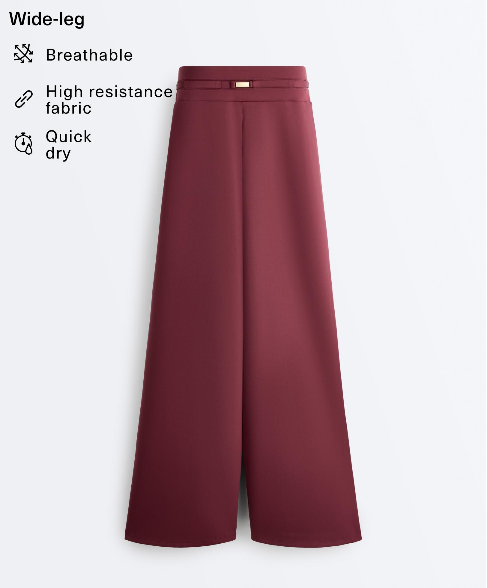 Neoprene-effect wide-leg trousers — CHERRY