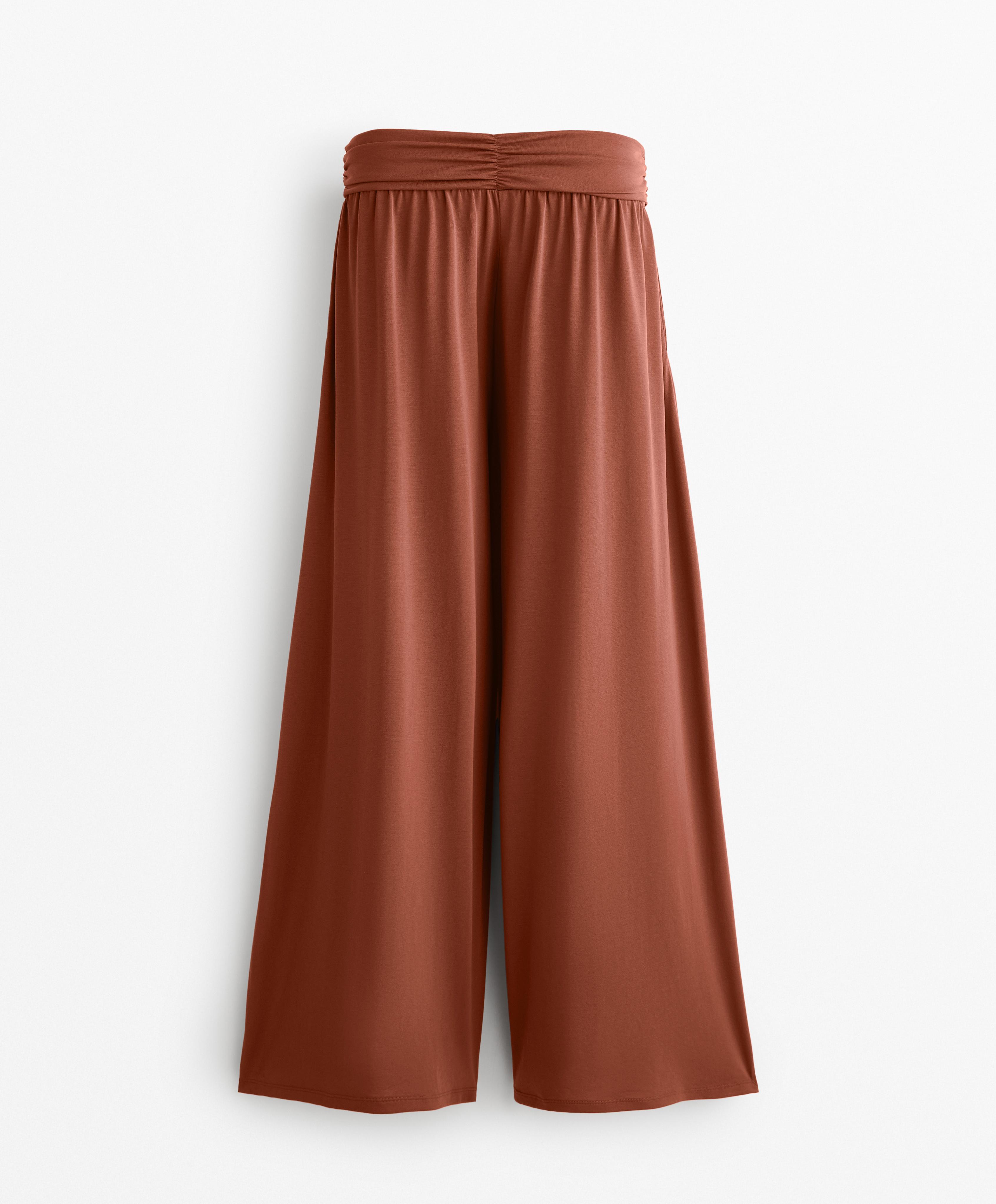Extra wide floaty V-cut waist trousers with modal