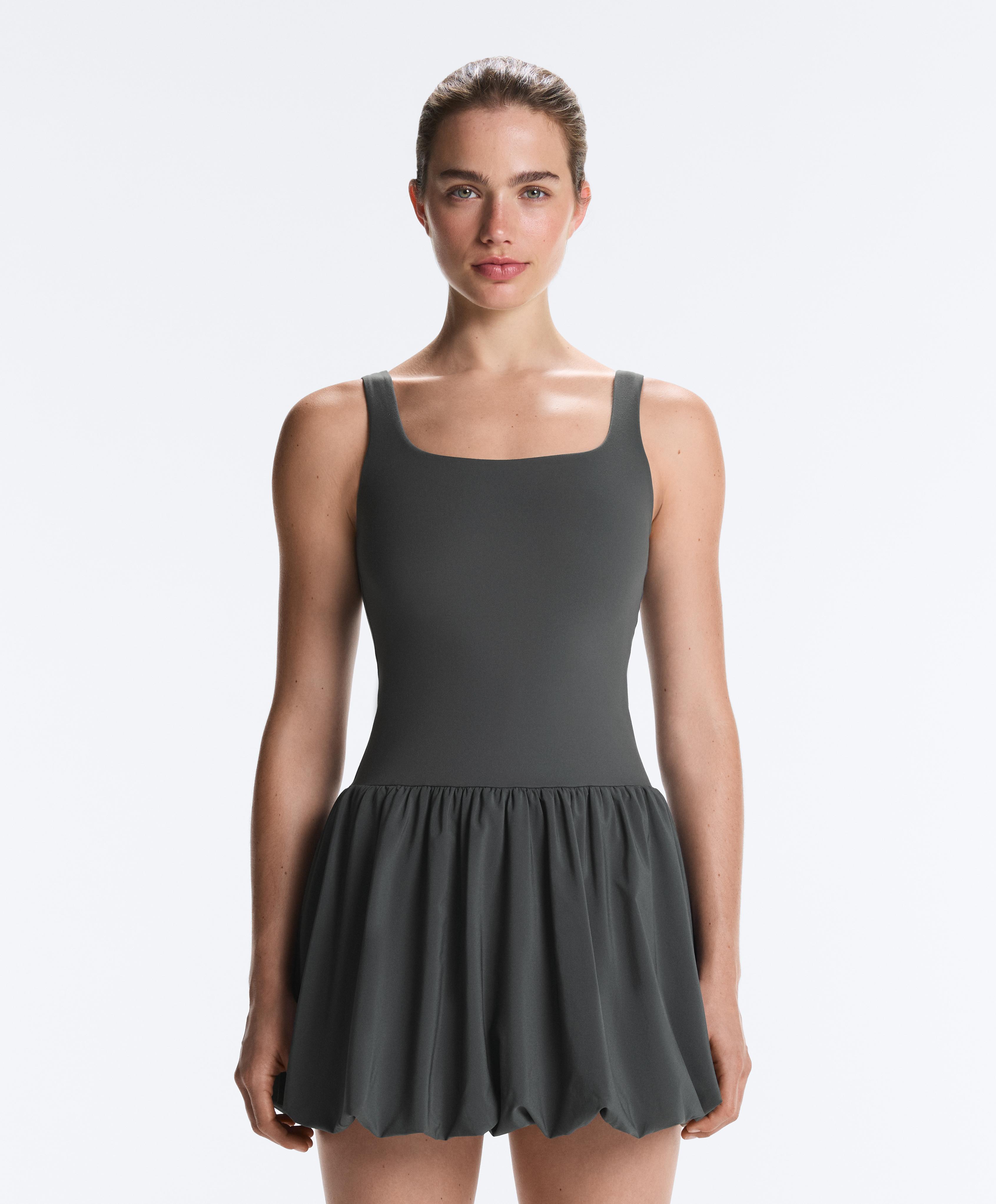 Comfortlux short balloon dress — STEEL GREY
