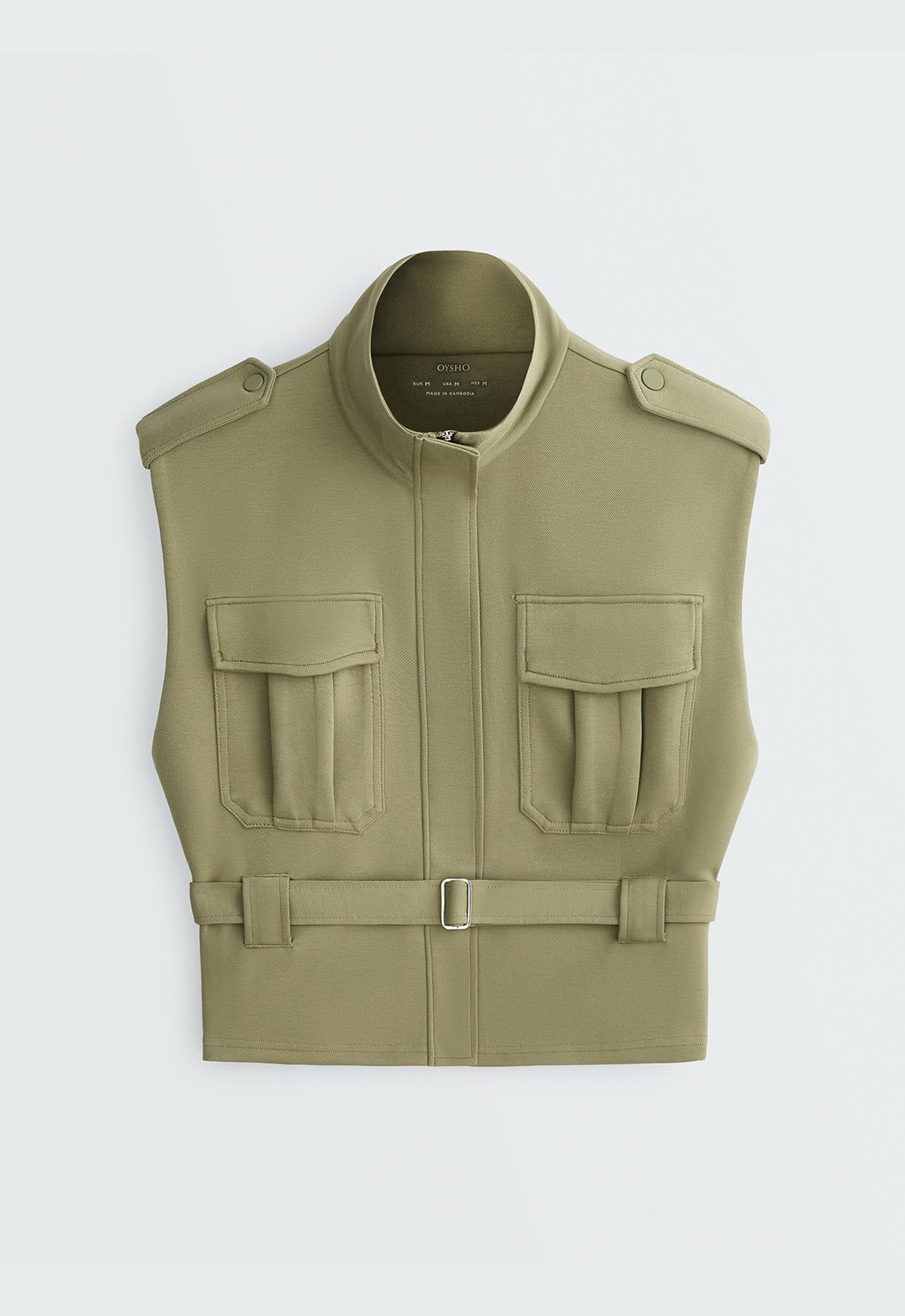 Utility piqué gilet with cotton belt — YELLOW GREEN