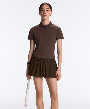 Slim-fit piqué cotton polo shirt — DARK BROWN 3