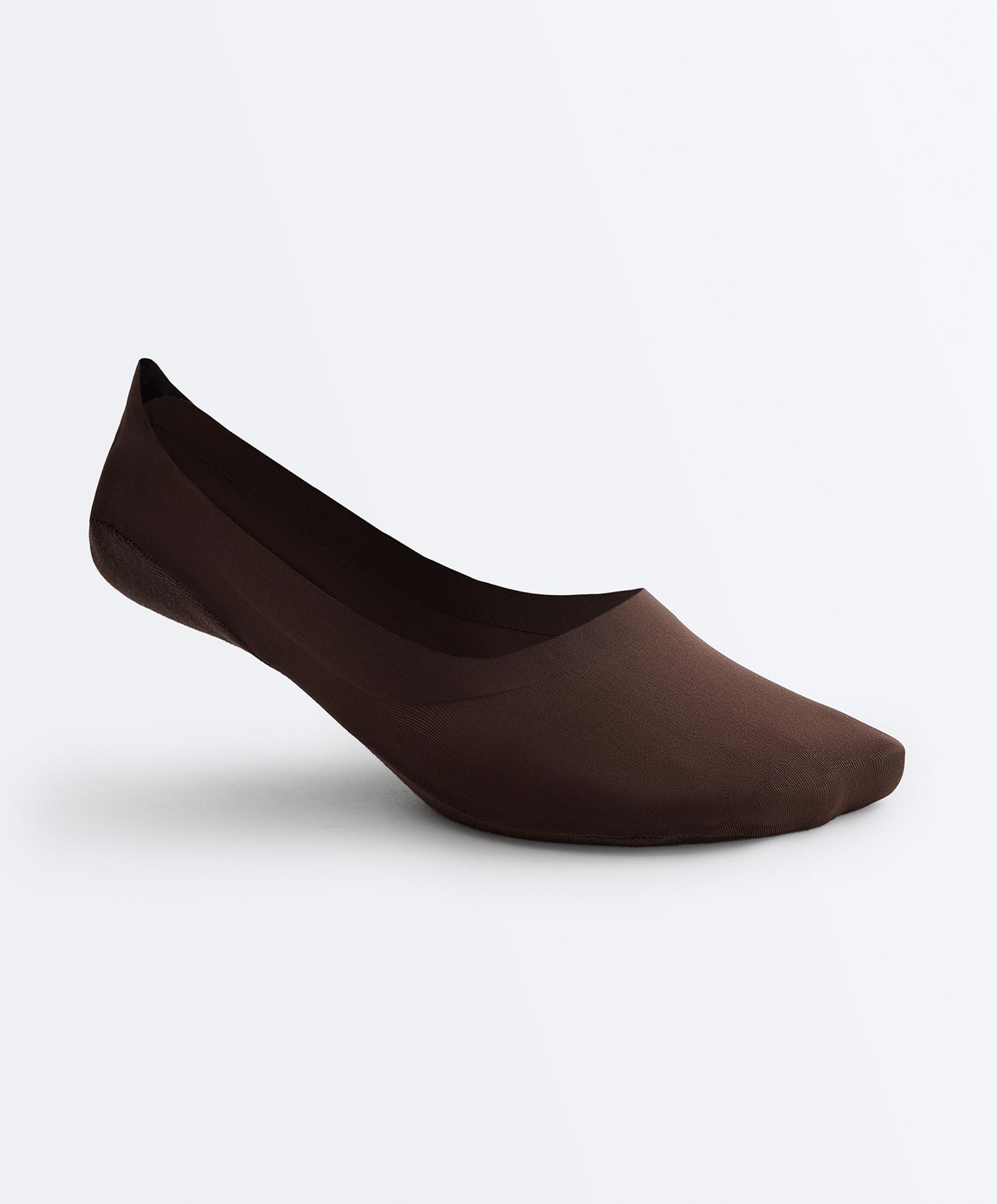 2-pack medium-cut invisible microfibre socks — BROWN