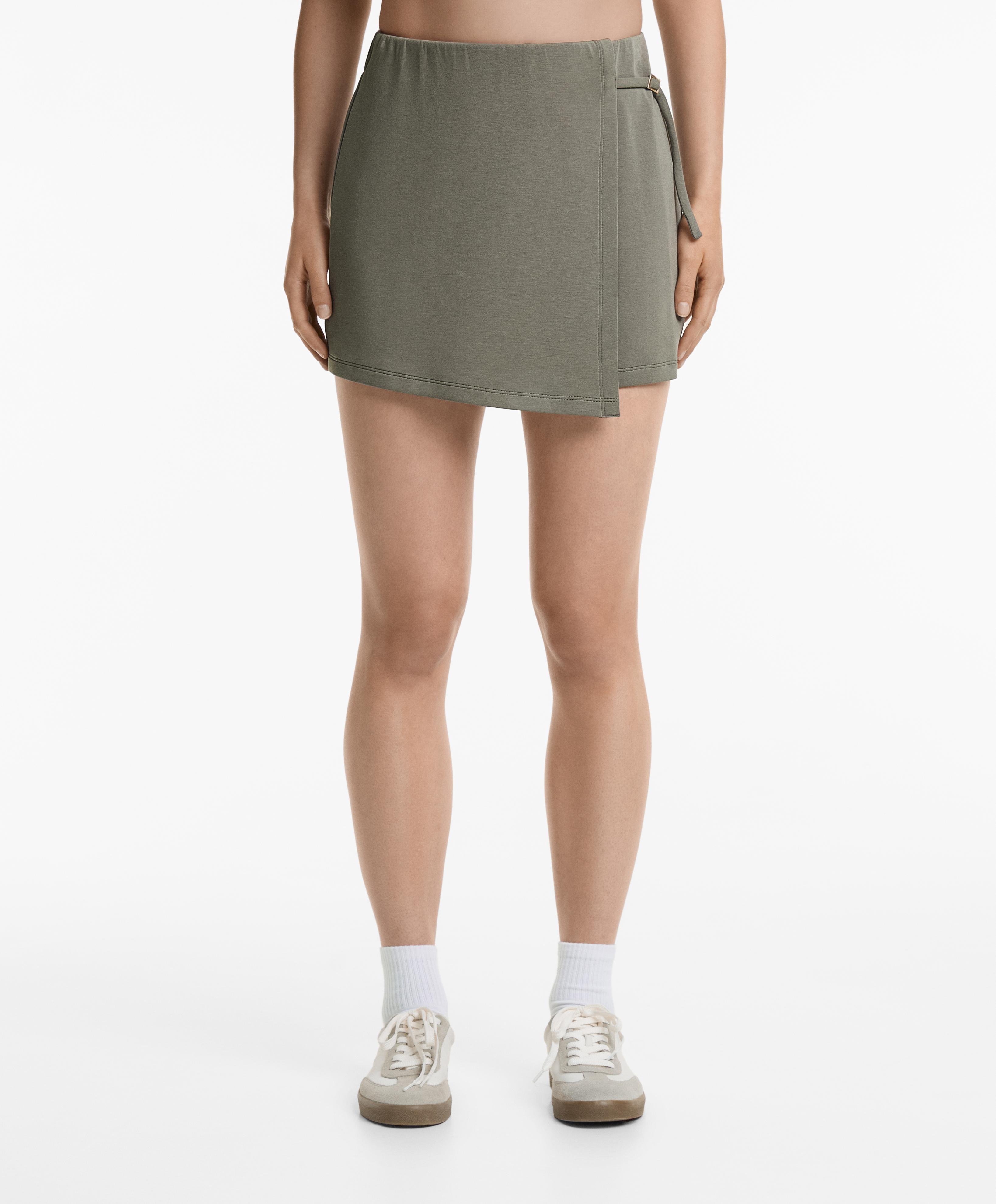 Trouser skirt with soft-touch modal and buckle Trouser skirt with soft-touch modal and buckle