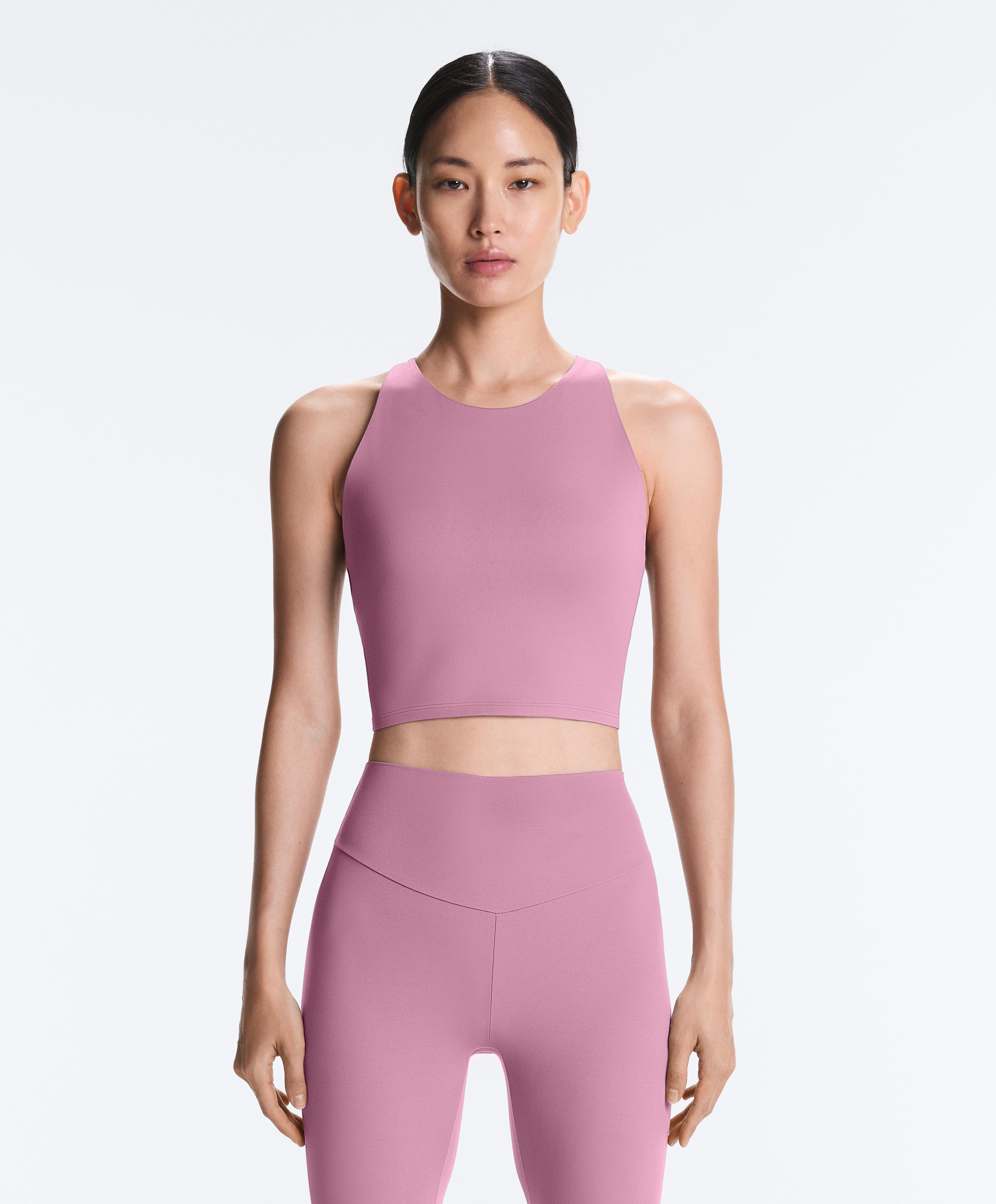 Comfortlux strappy tank top with cups — MAUVE PINK
