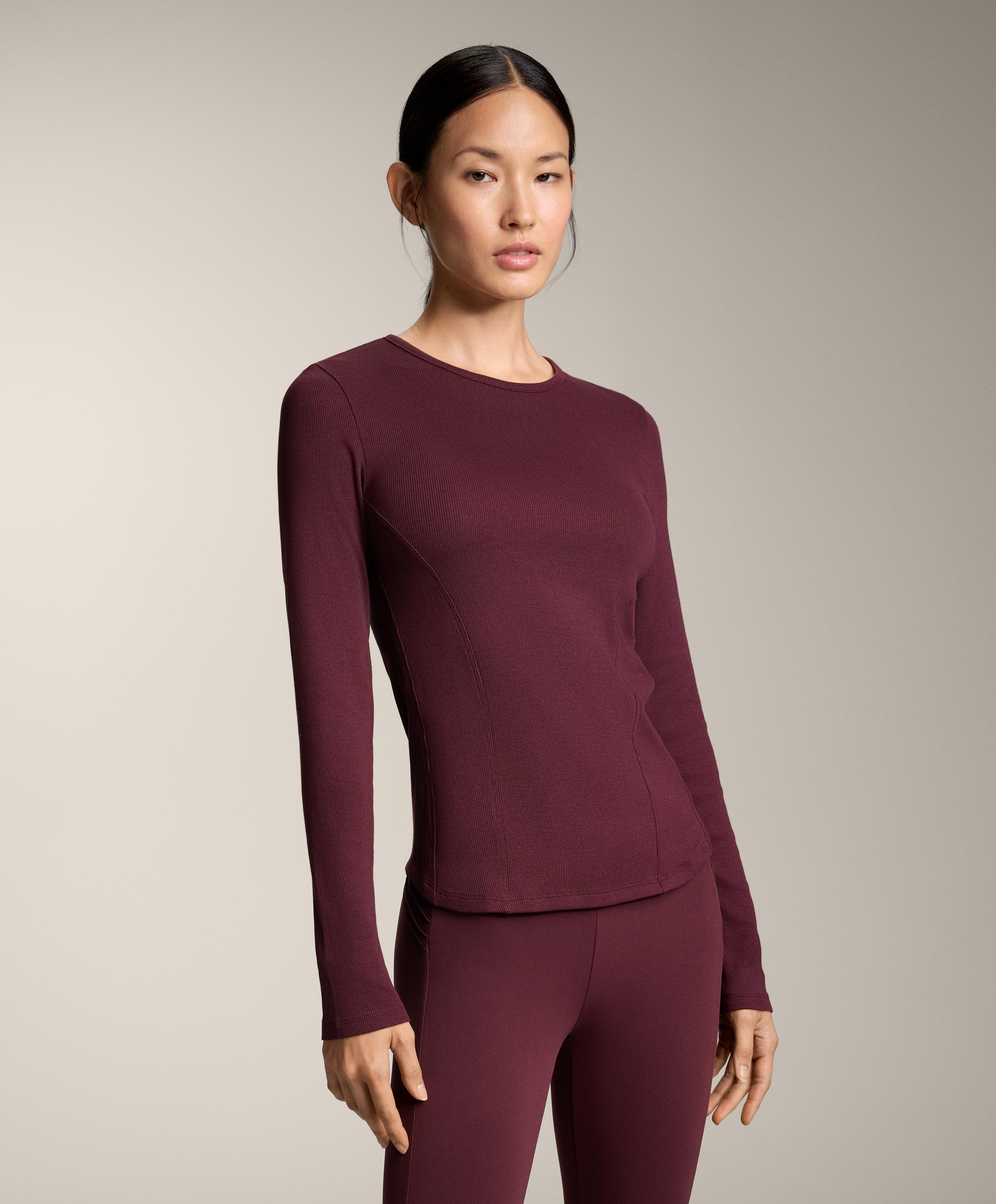 Geripptes Langarm-T-Shirt aus Baumwolle und Modal