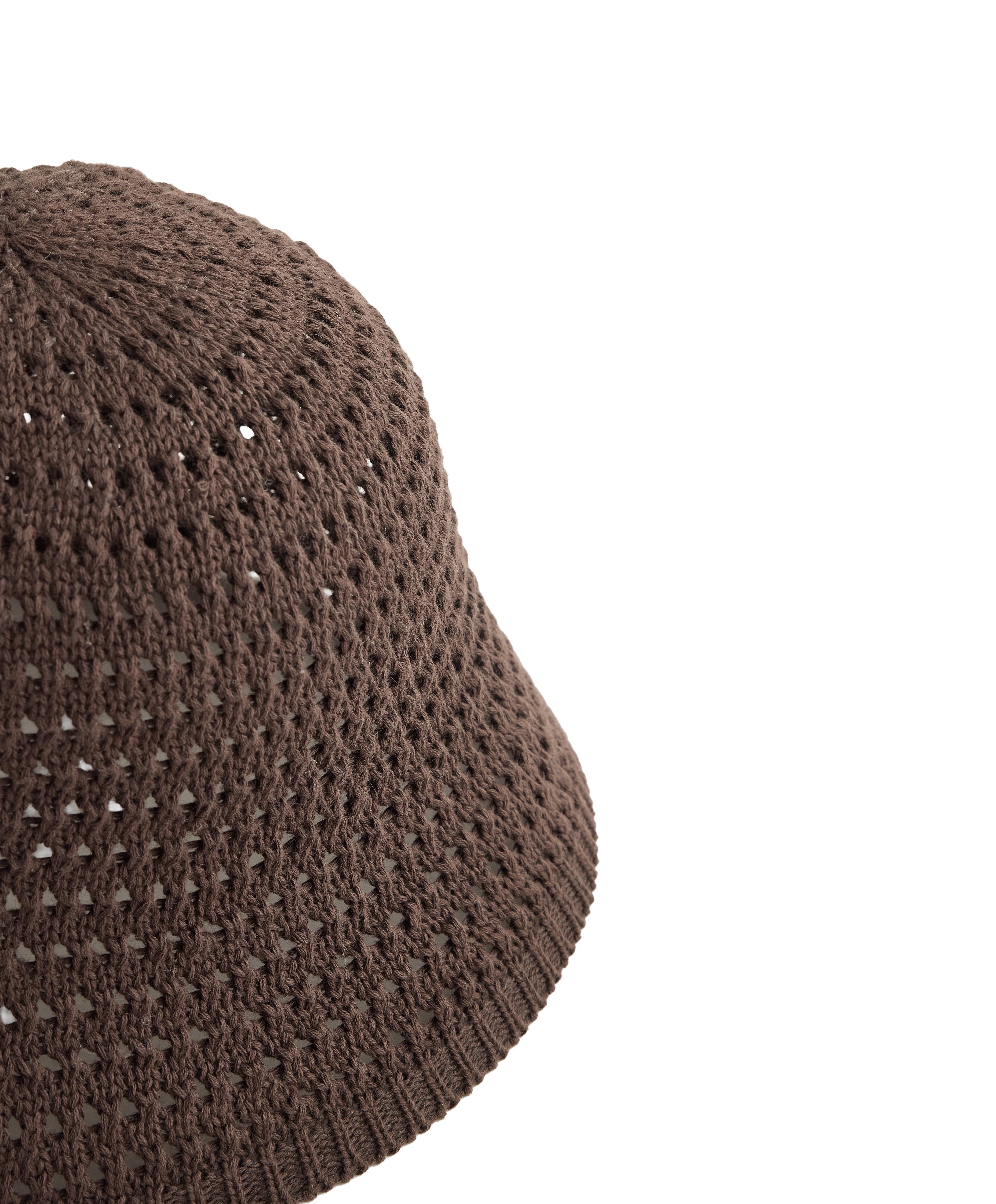 100% cotton crochet bucket hat — BROWN