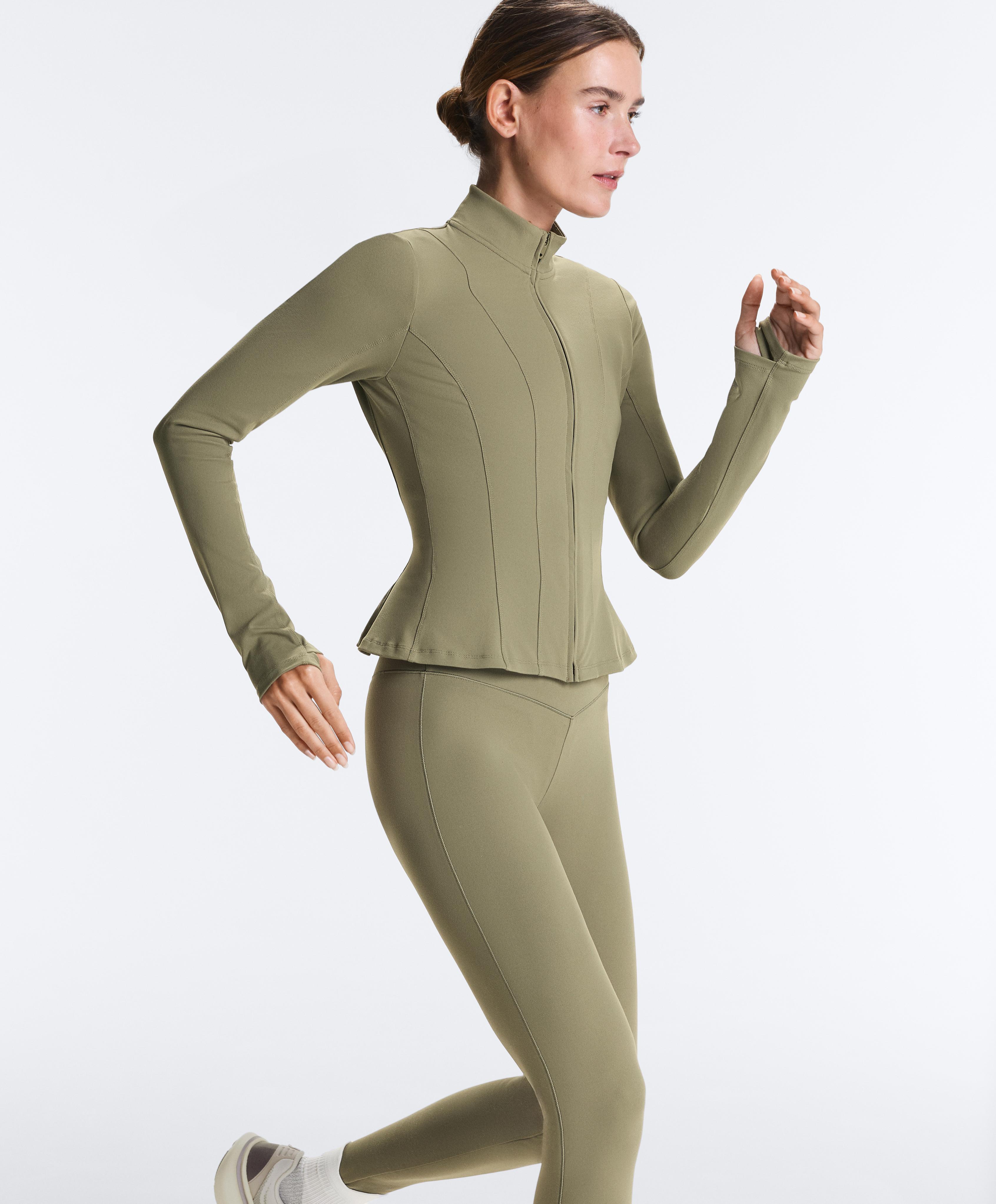 Evermove peplum technical jacket — WASHED KHAKI