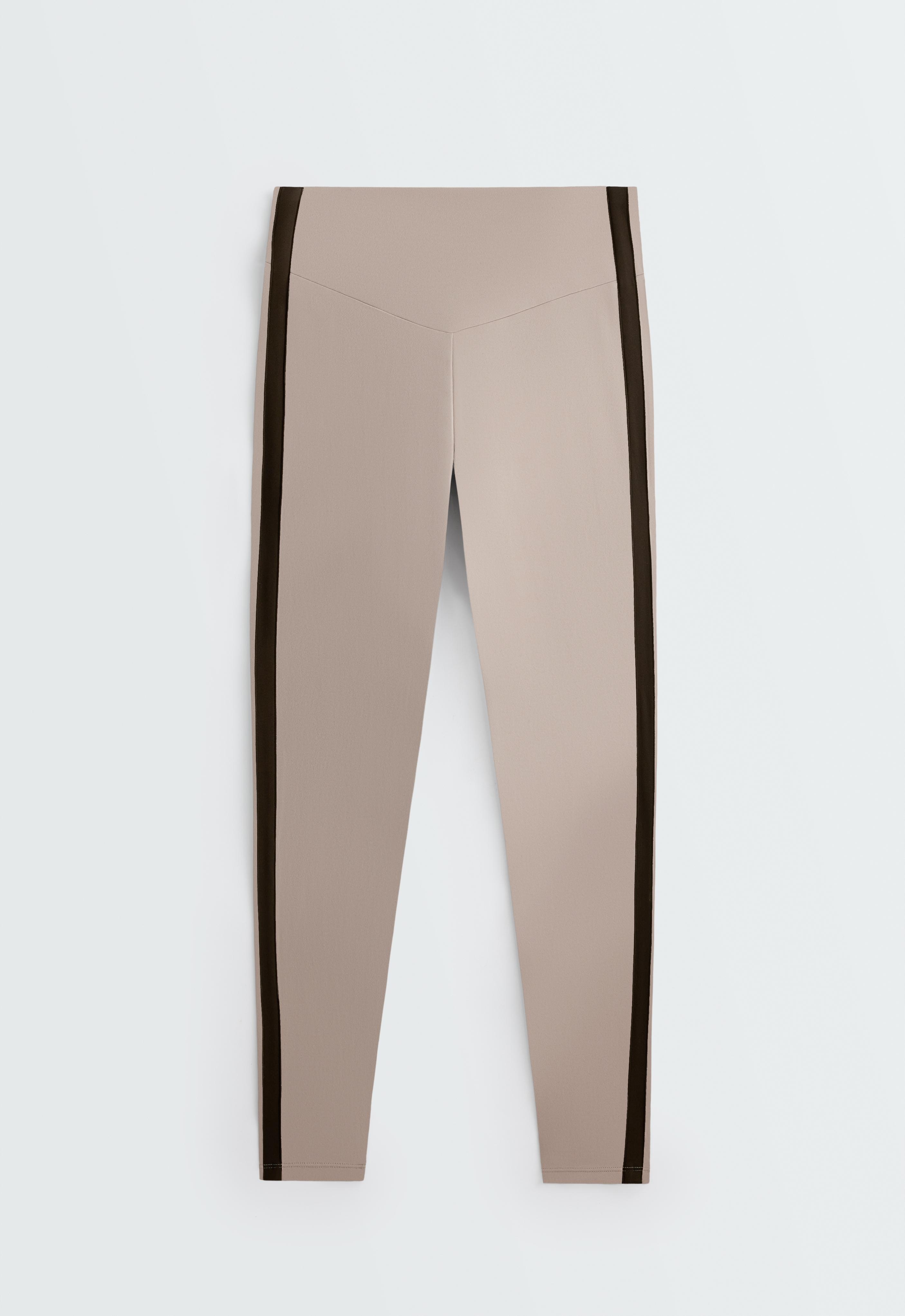 Comfortlux high-rise ankle-length leggings with contrast detail — LIGHT STONE