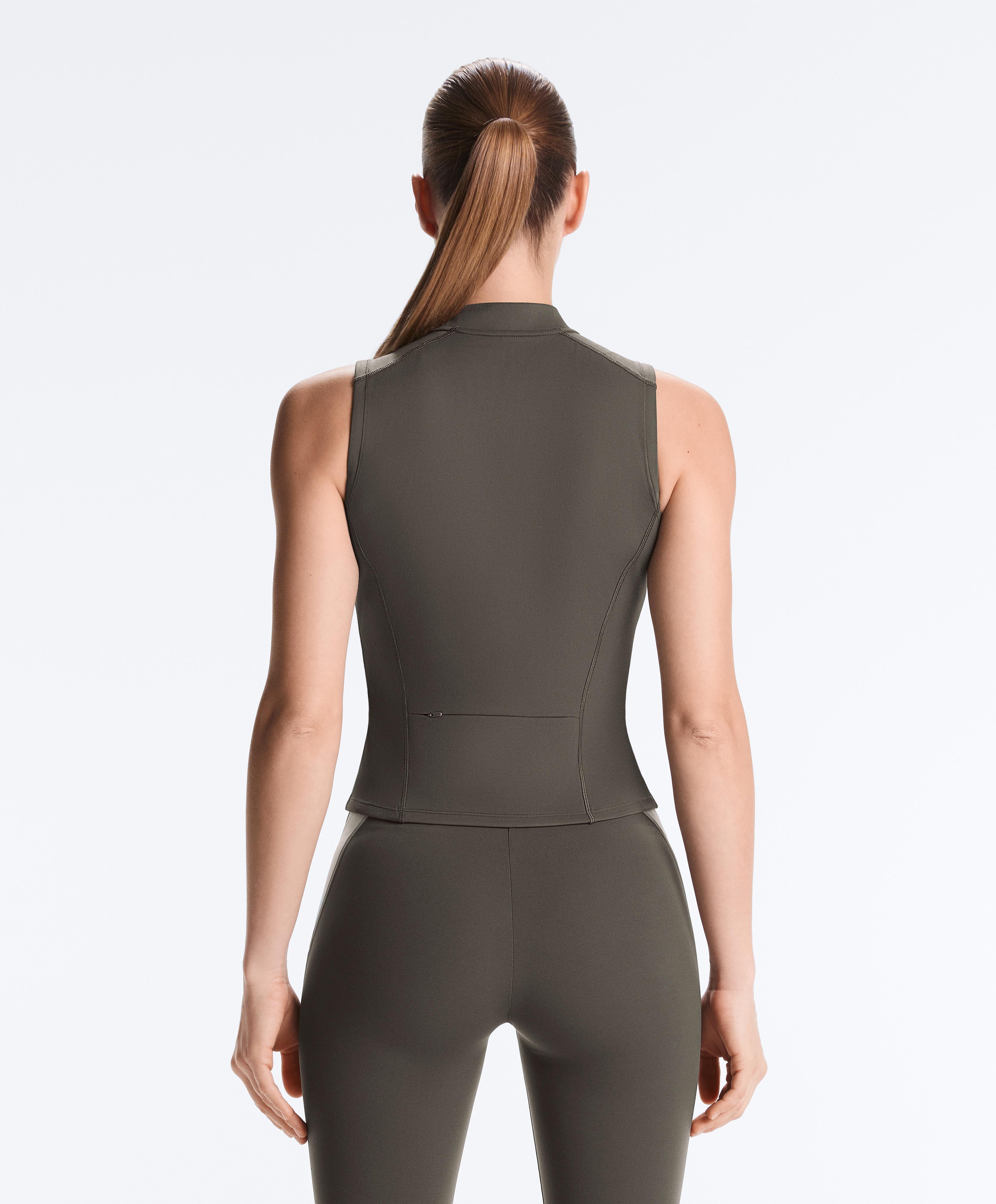 Sleeveless zip T-shirt — CHARCOAL GREY