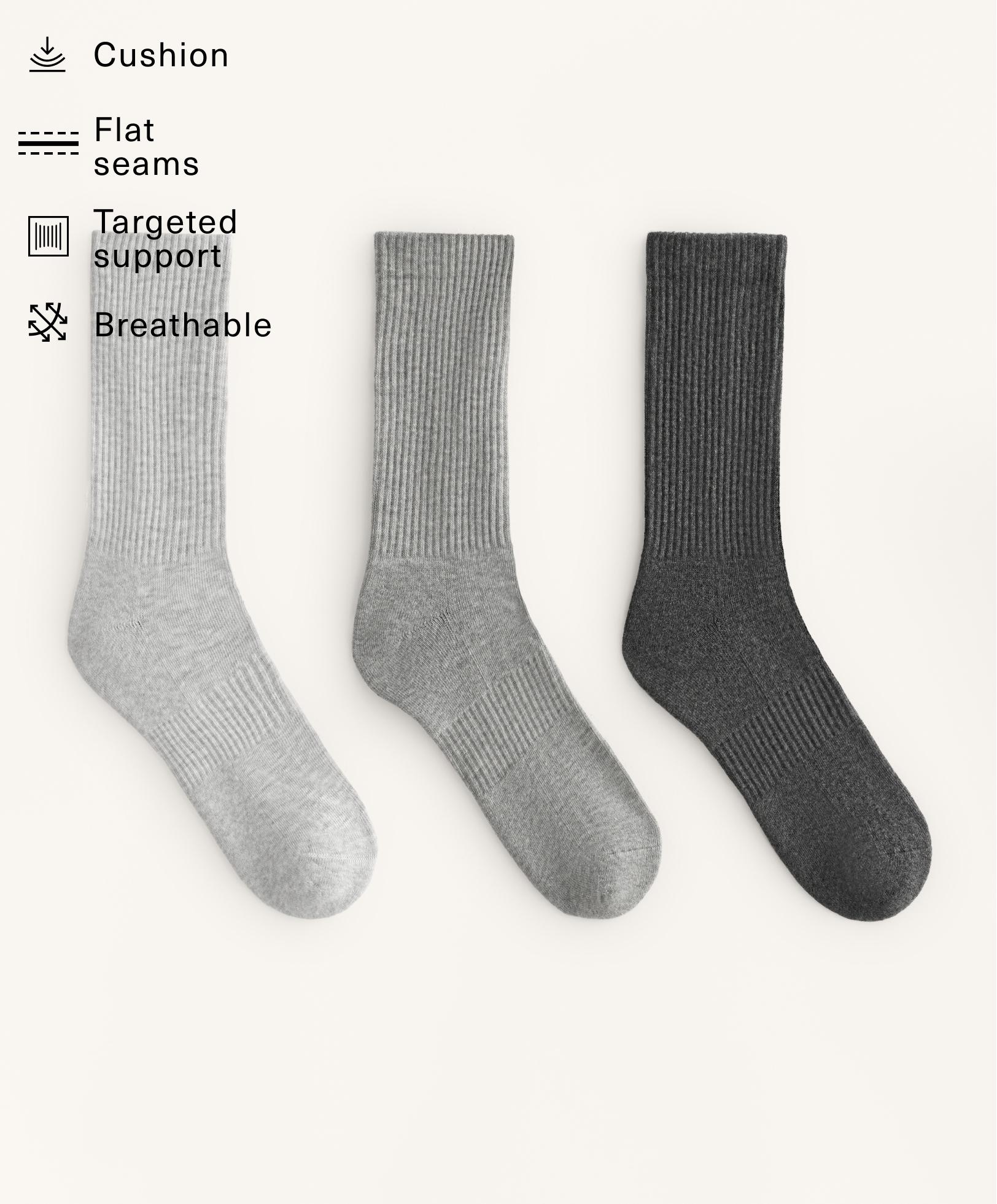 3 pairs of cotton blend classic sports socks