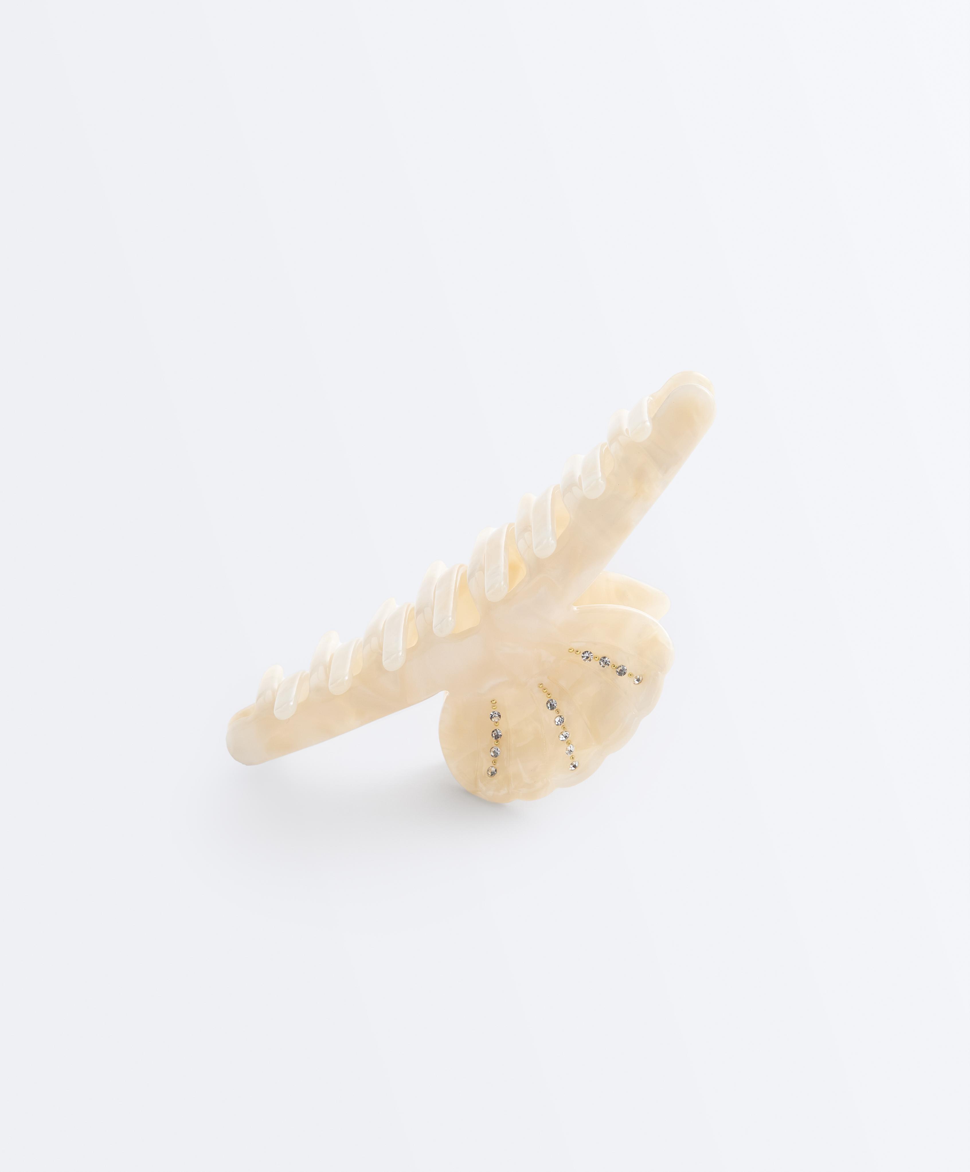 Large shell hair clip — OATMEAL