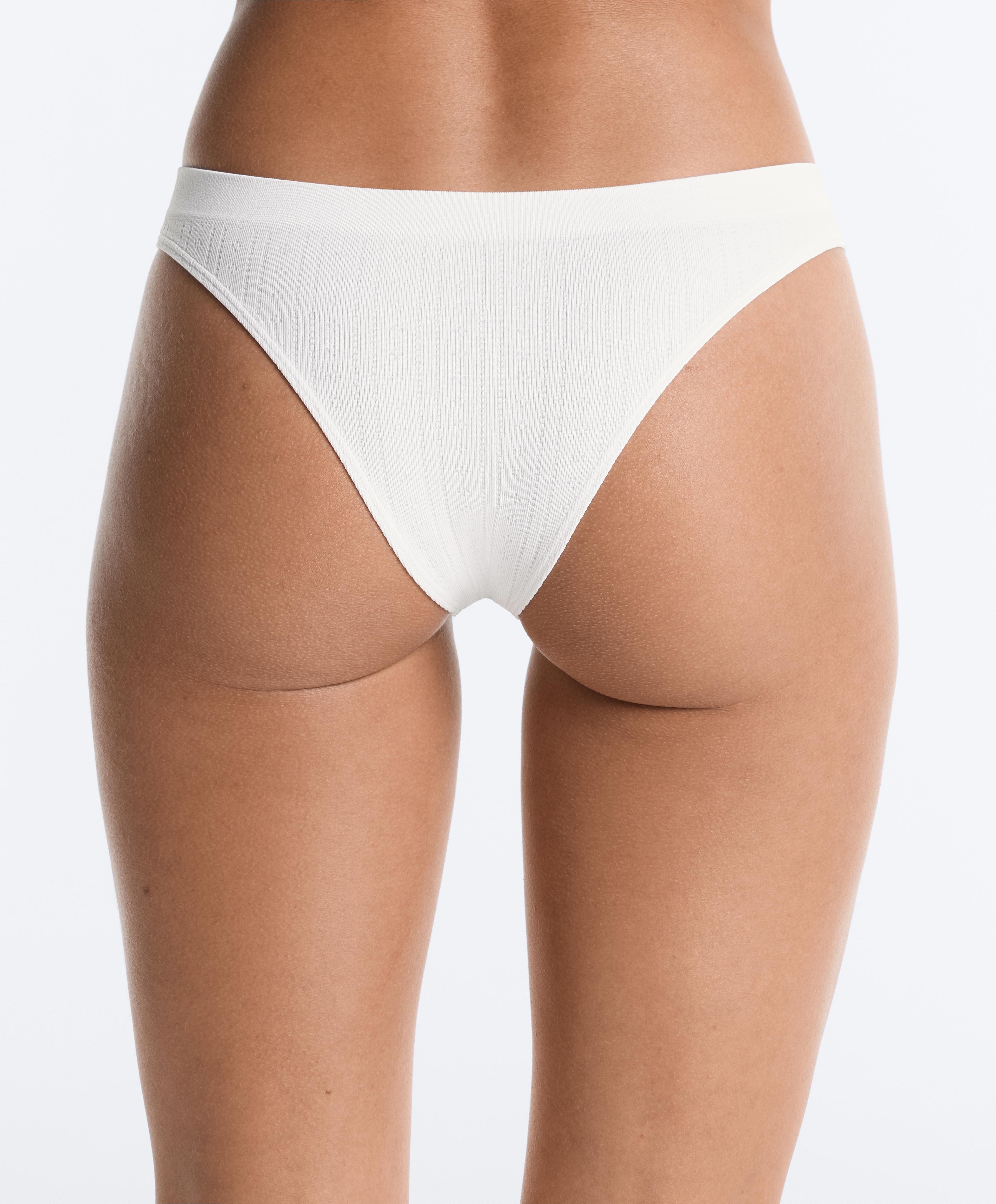 3 seamless soft-touch openwork Brazilian briefs — AQUAMARINE