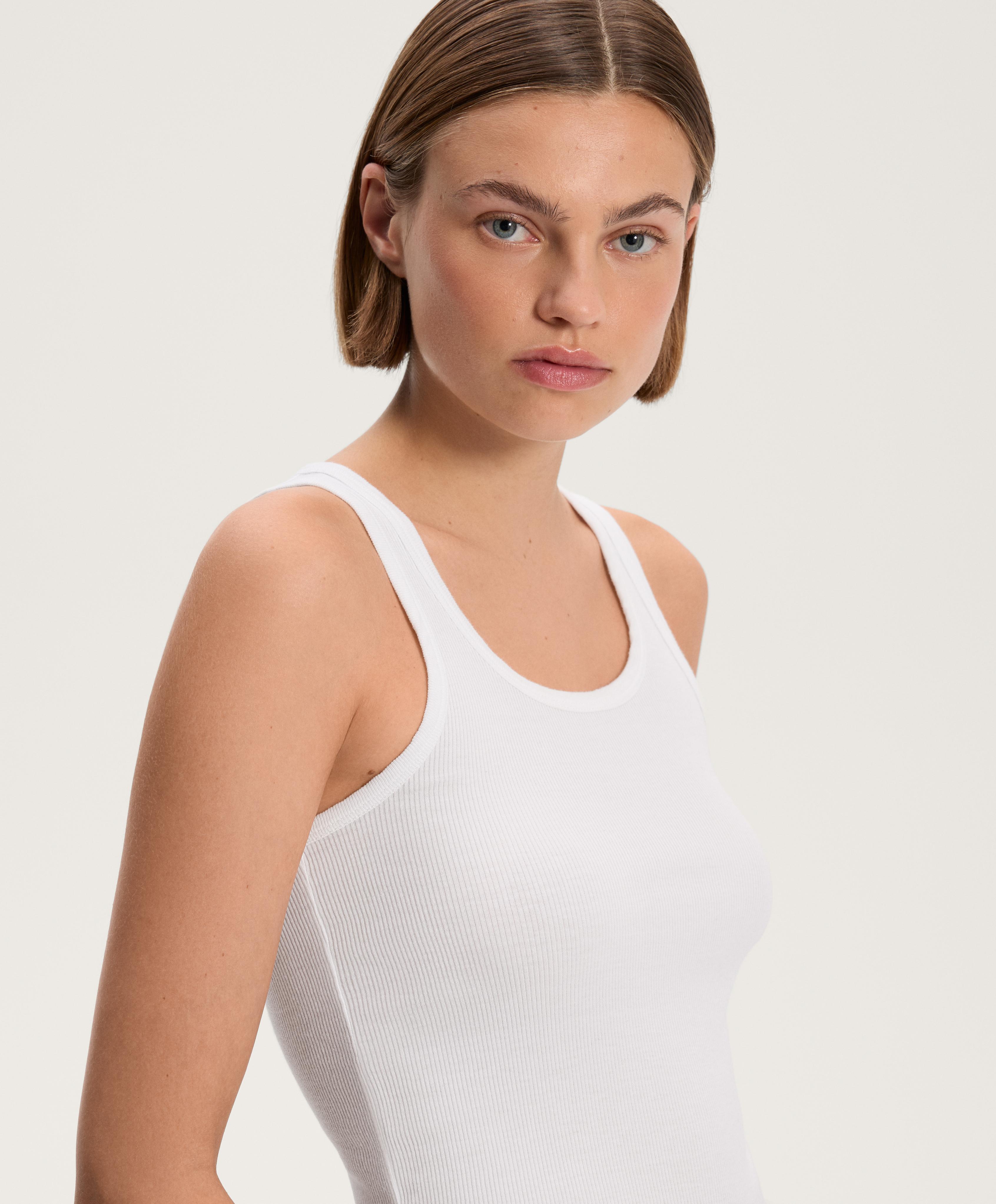 تيشيرت دون أكمام مضلع ممزوج بالقطن والمودال - تنزيلات