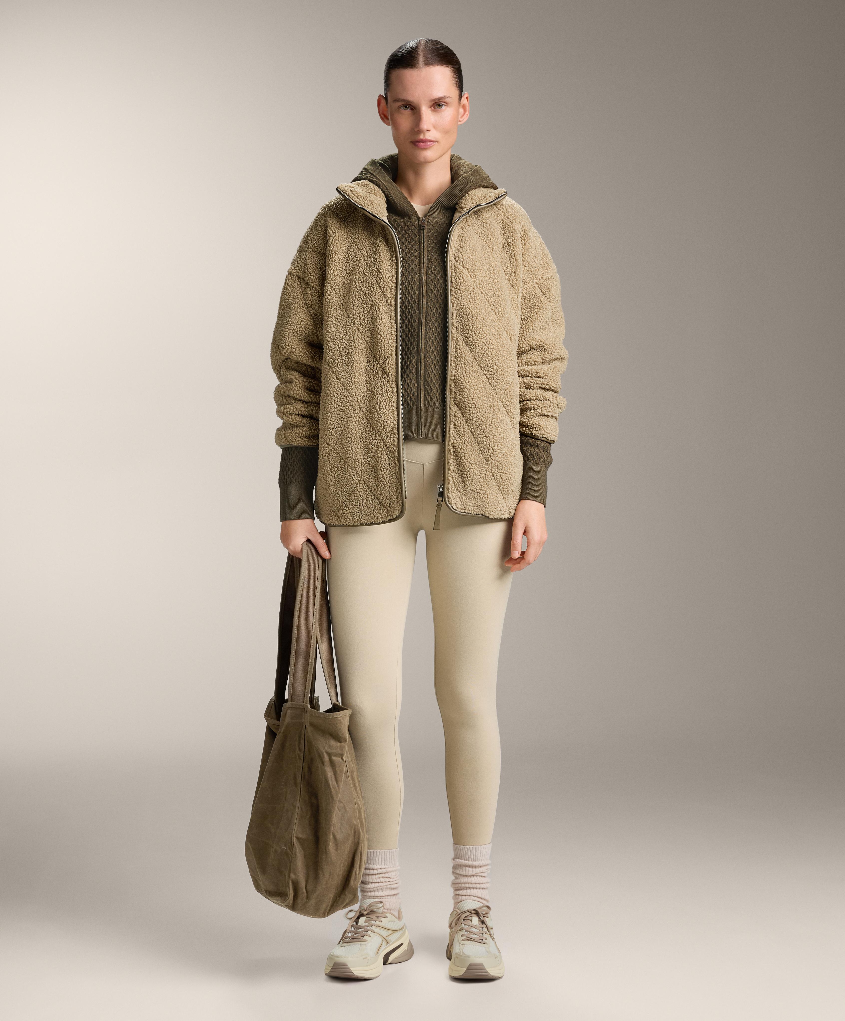 Structured knit hooded jacket — OLIVE GREEN