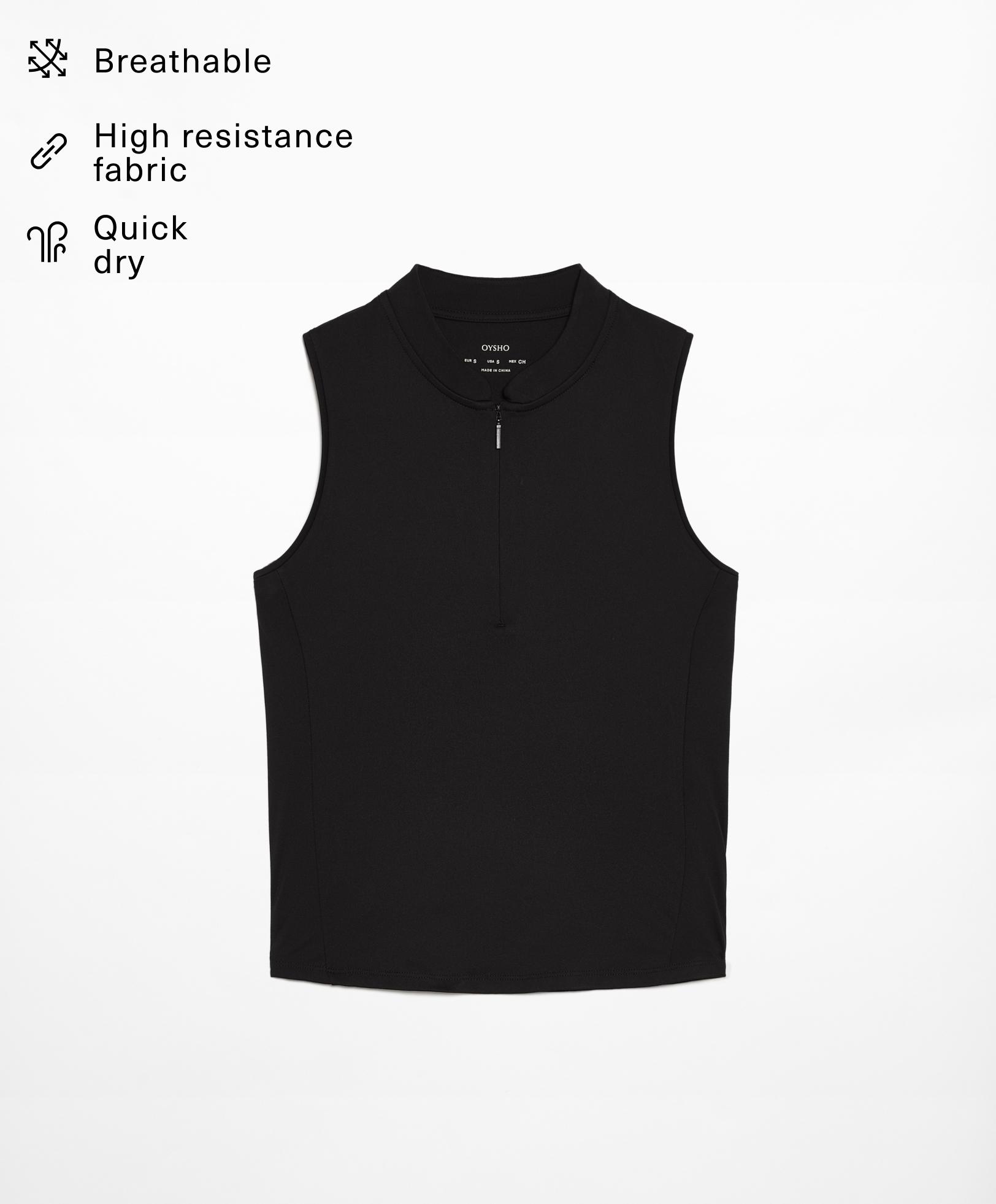 Sleeveless zip T-shirt