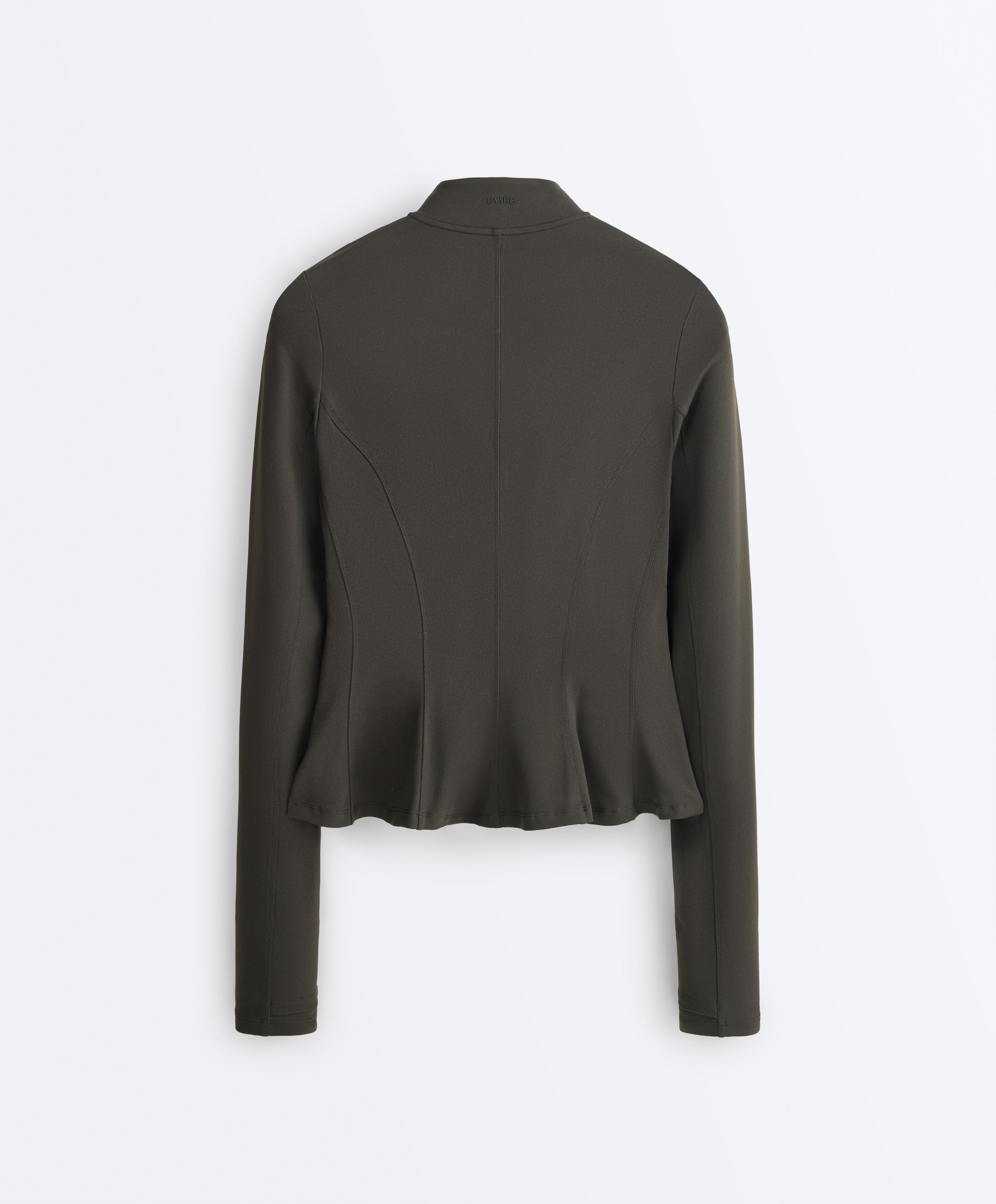 Evermove peplum technical jacket — BROWN