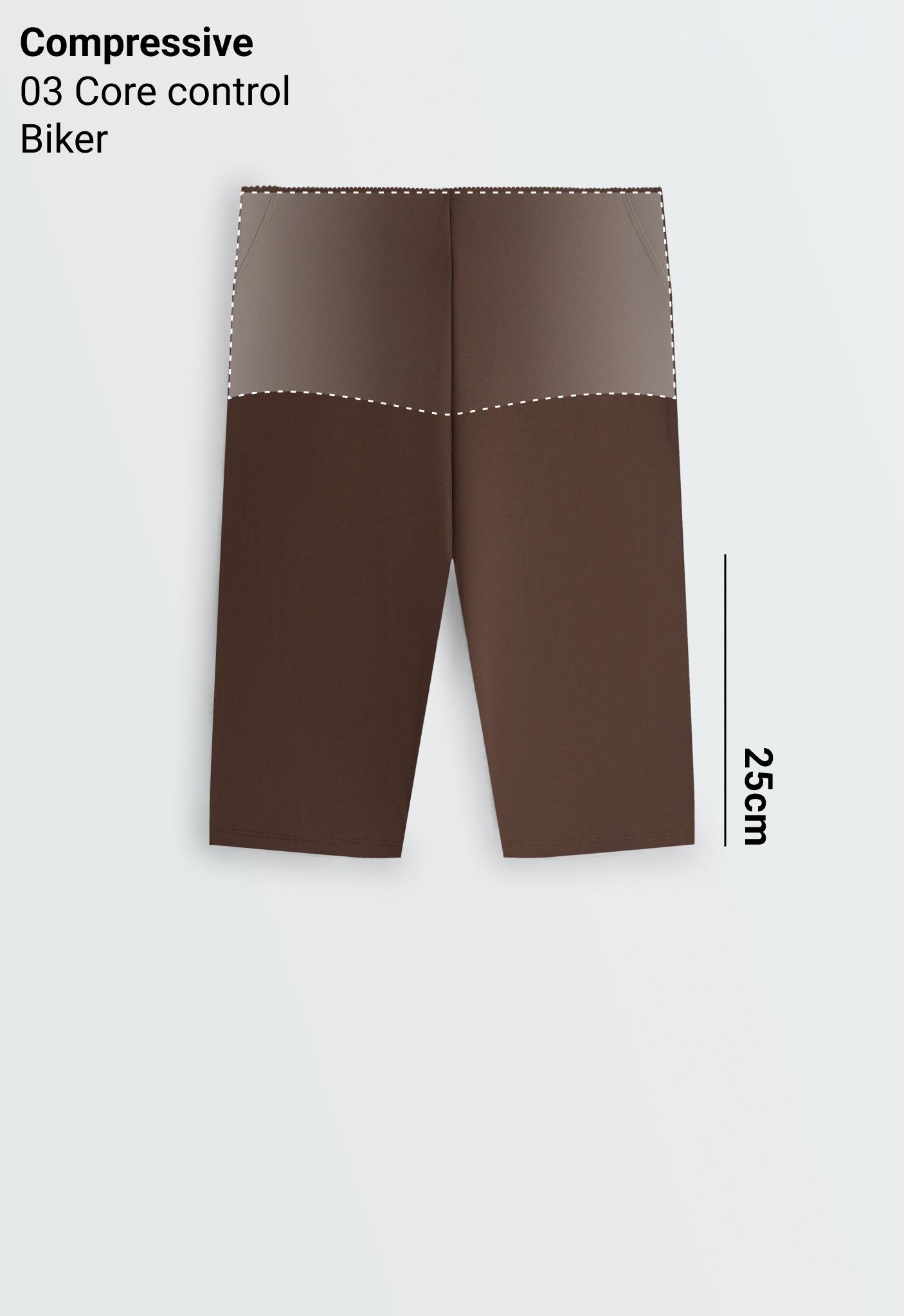 High rise Compressive core control 25cm cycle leggings — DARK REDDISH‑BROWN