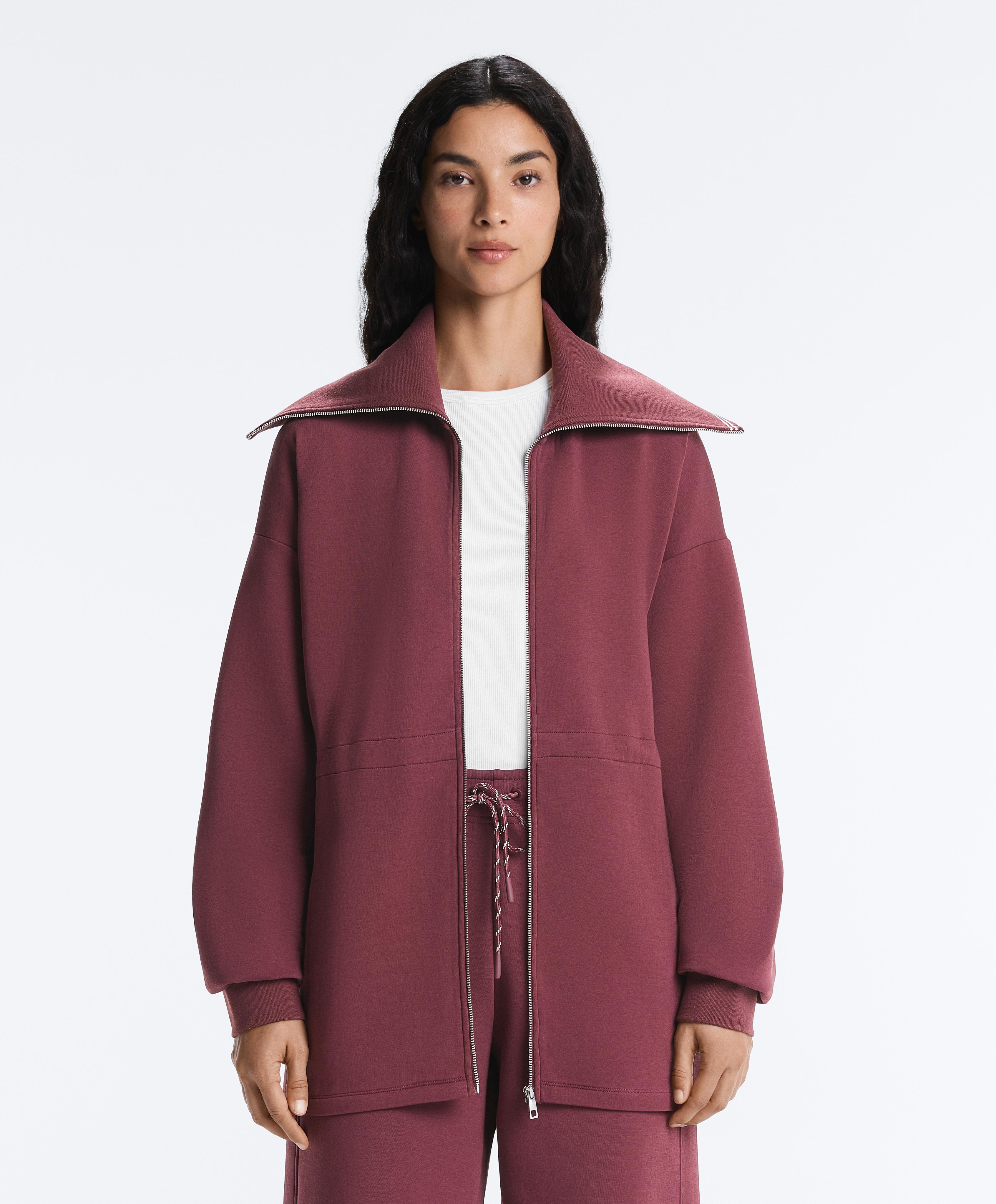 Long cotton blend high-neck jacket — CHERRY
