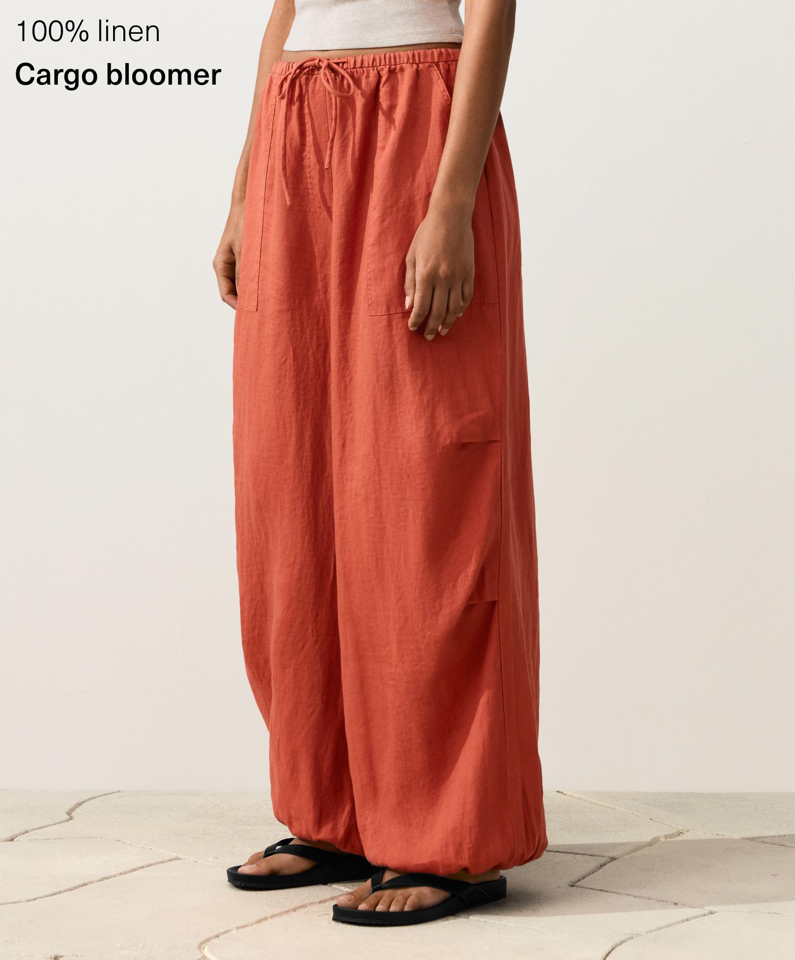 Pantalón bloomer 100% lino cargo