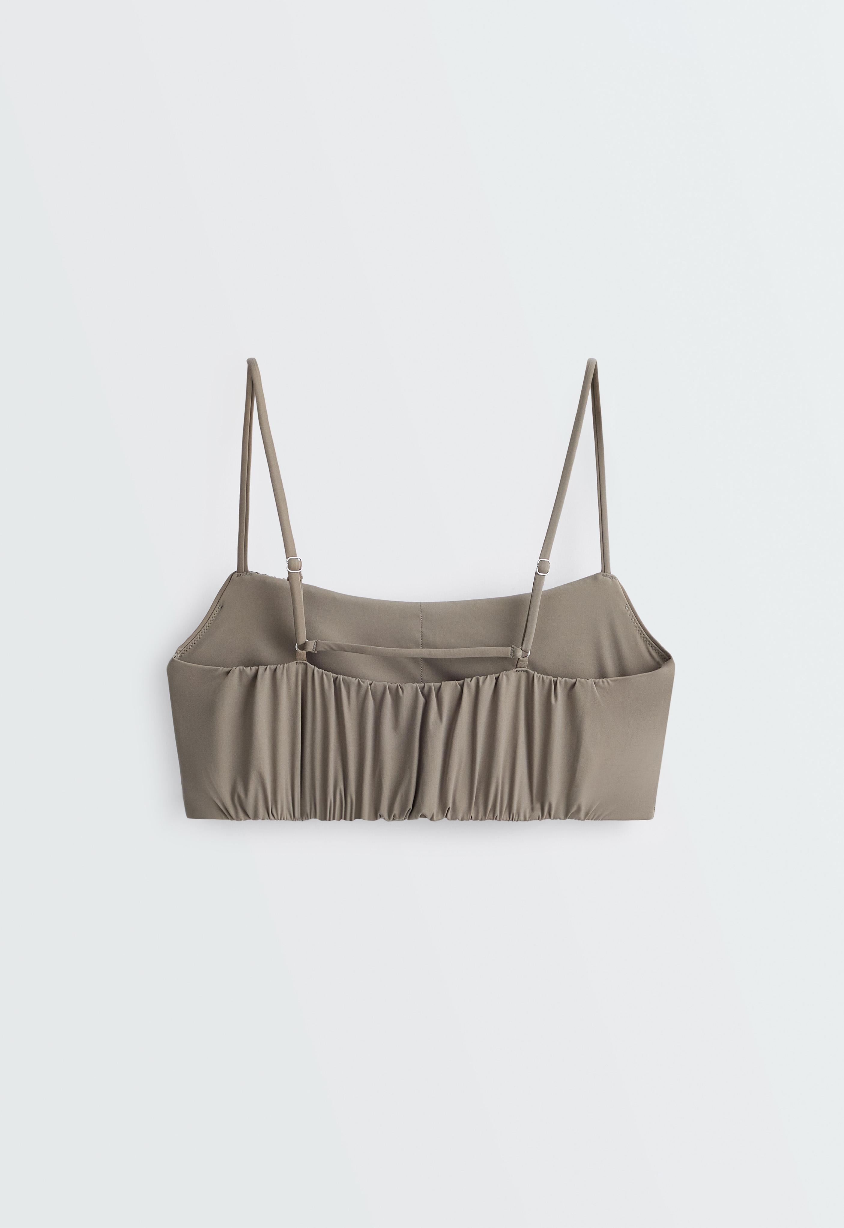 Light Touch ruched low-support bra — KHAKI-GREY