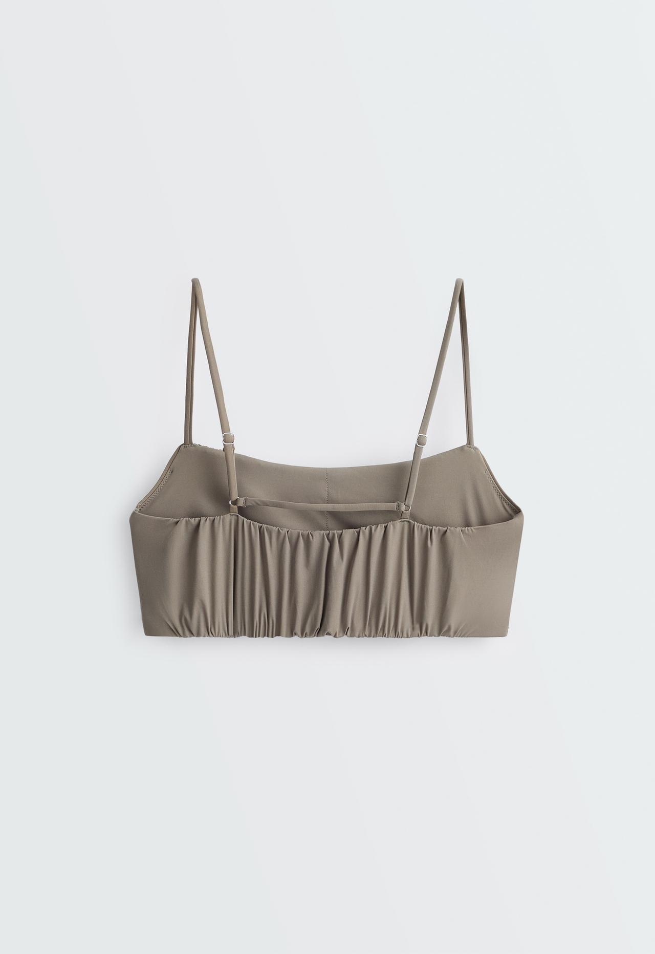 Light Touch ruched low-support bra — KHAKI-GREY