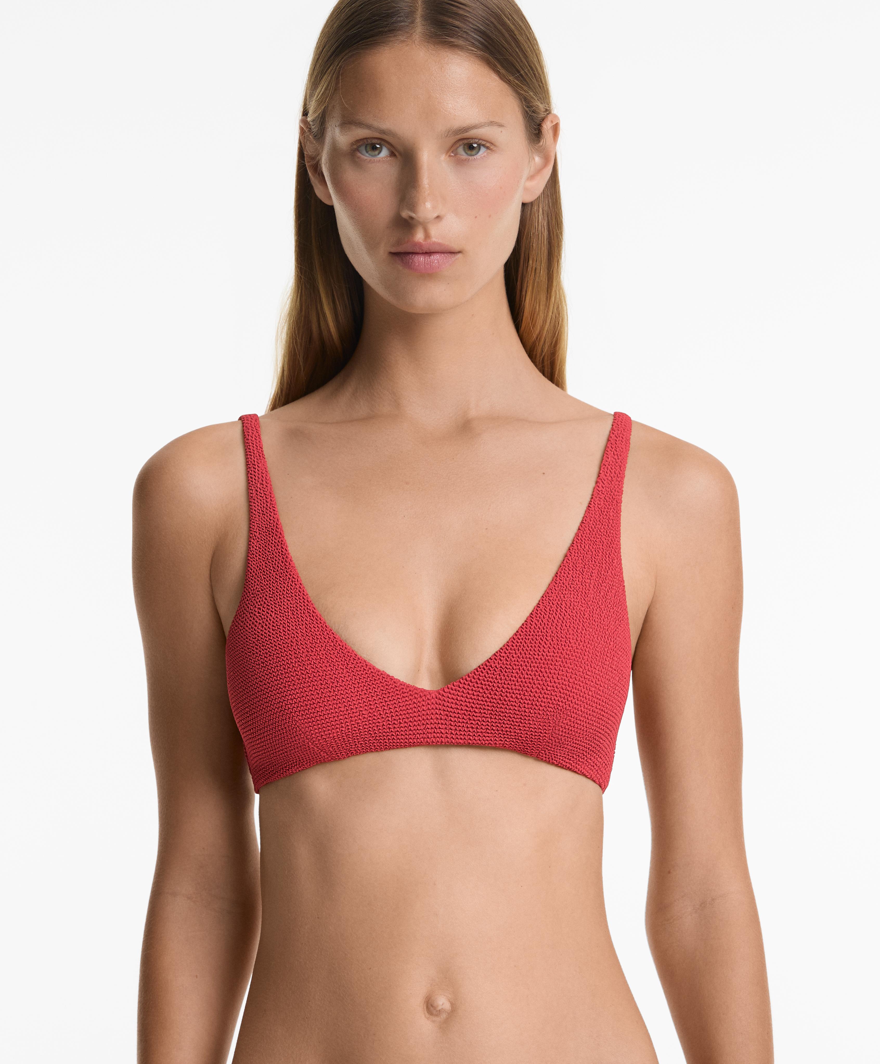 Crinkle halter bikini top