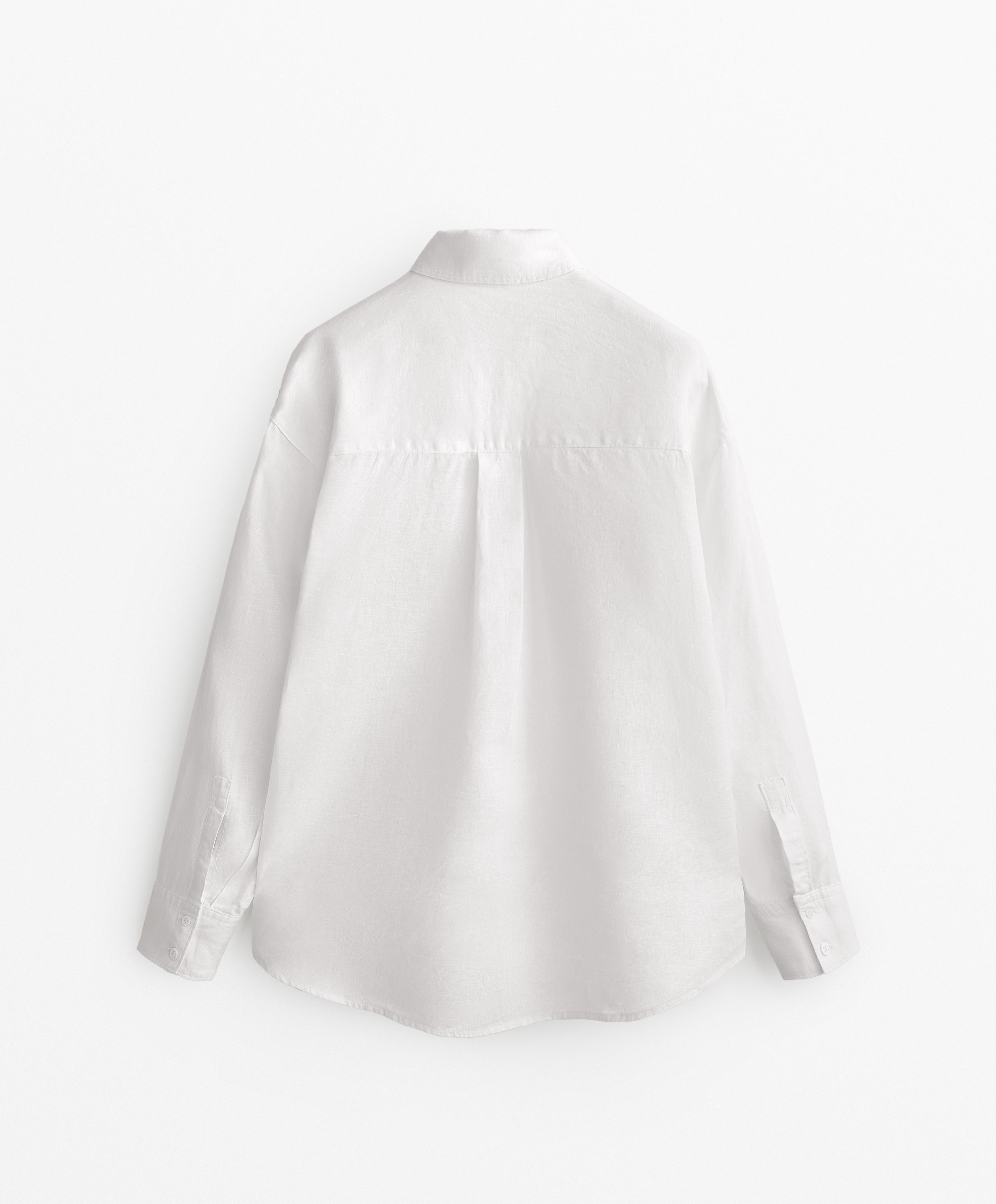 100% linen long-sleeved utility shirt