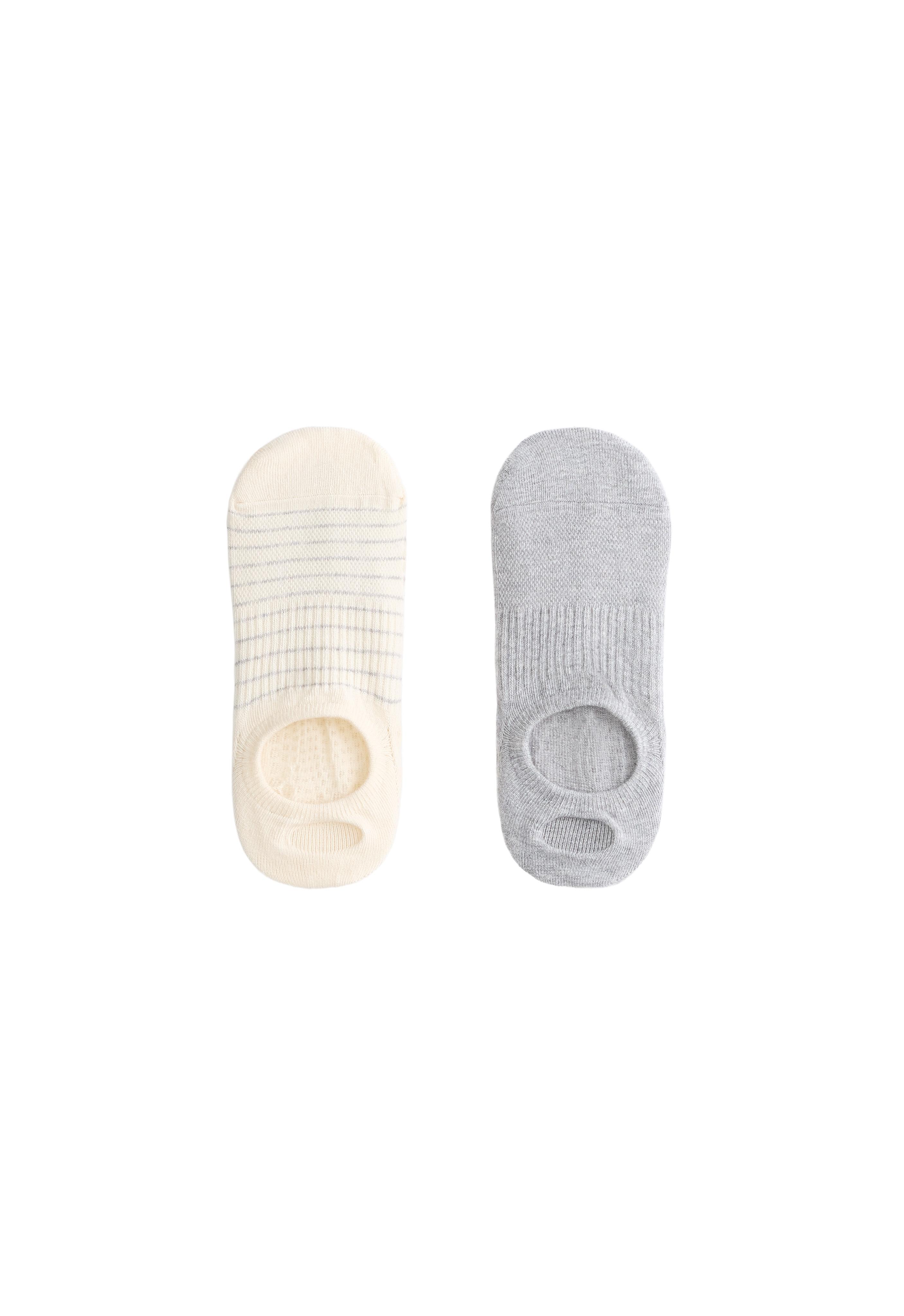 2 pairs of cotton blend yoga and Pilates socks — PALE GREY MELANGE