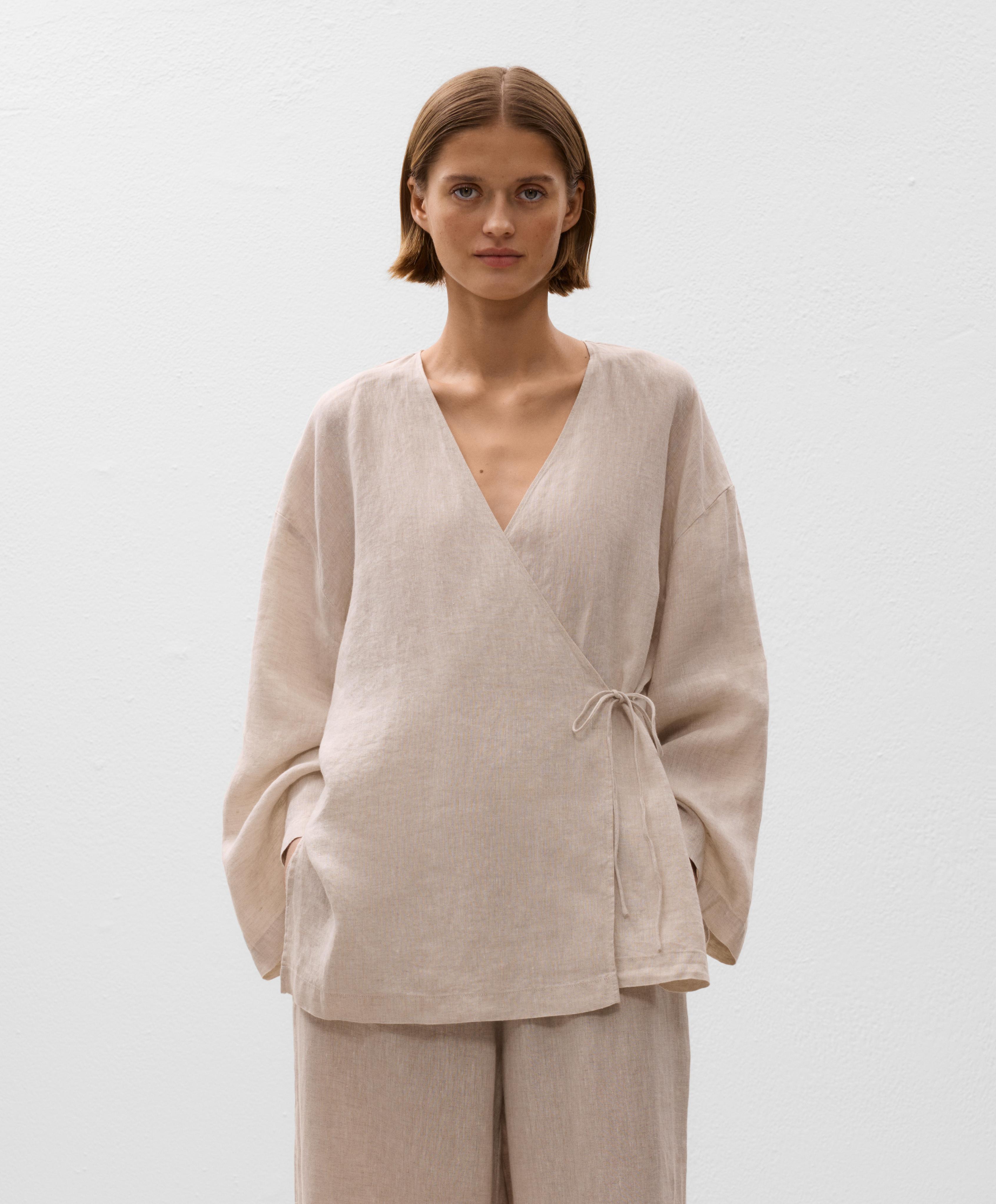 Chemisier kimono à nouer 100 % lin Chemisier kimono à nouer 100 % lin