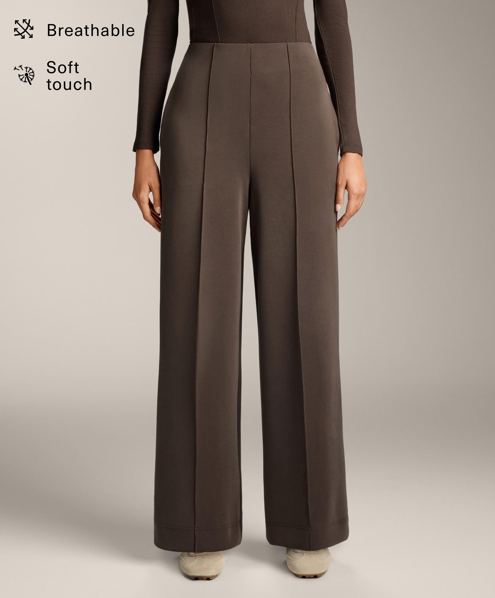 Straight-leg trousers with soft-touch modal and crease - Sale