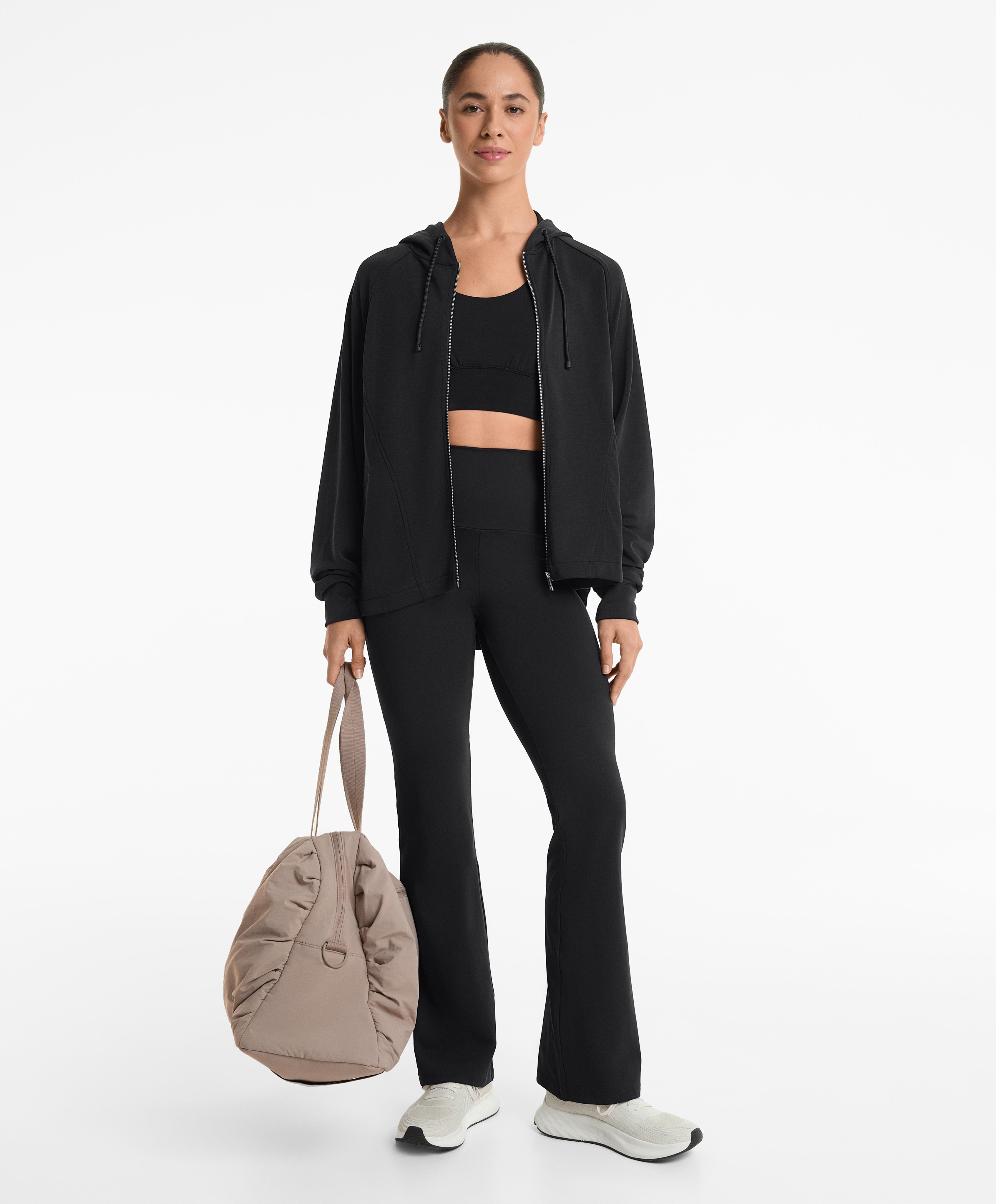 Super high rise Comfortlux flare trousers — BLACK
