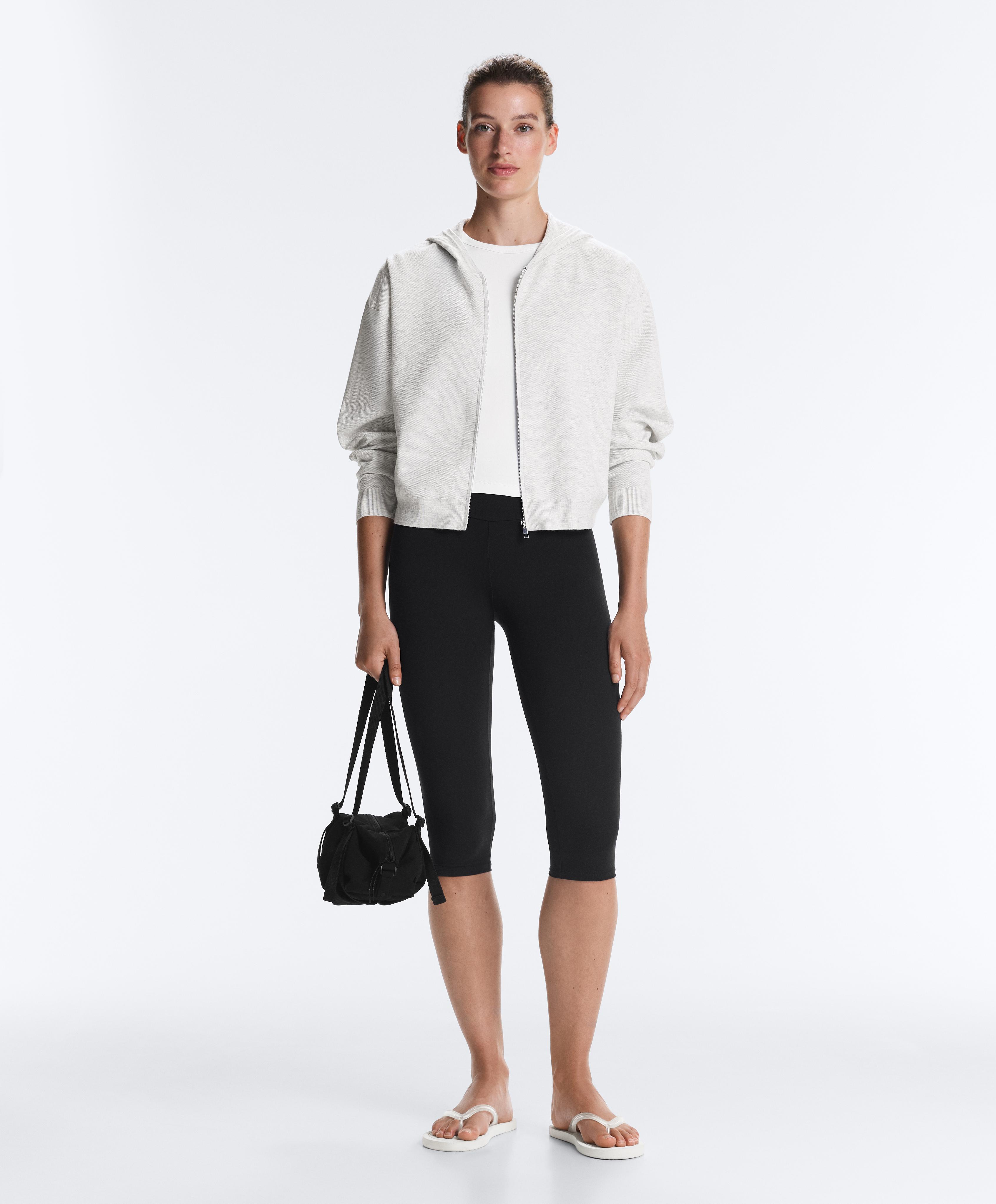 Knit hooded jacket — PALE GREY MELANGE