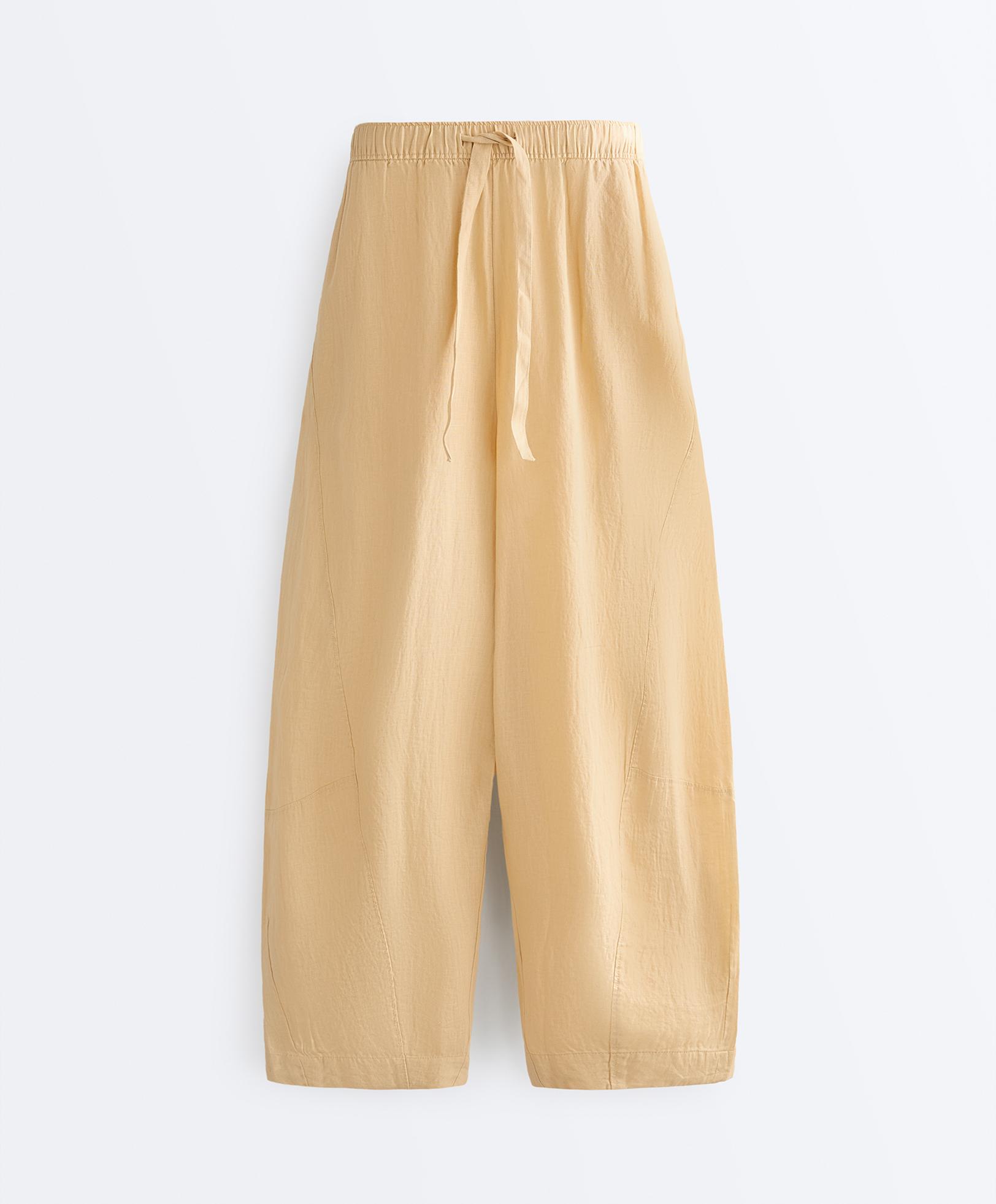 100% linen balloon trousers — WASHED YELLOW
