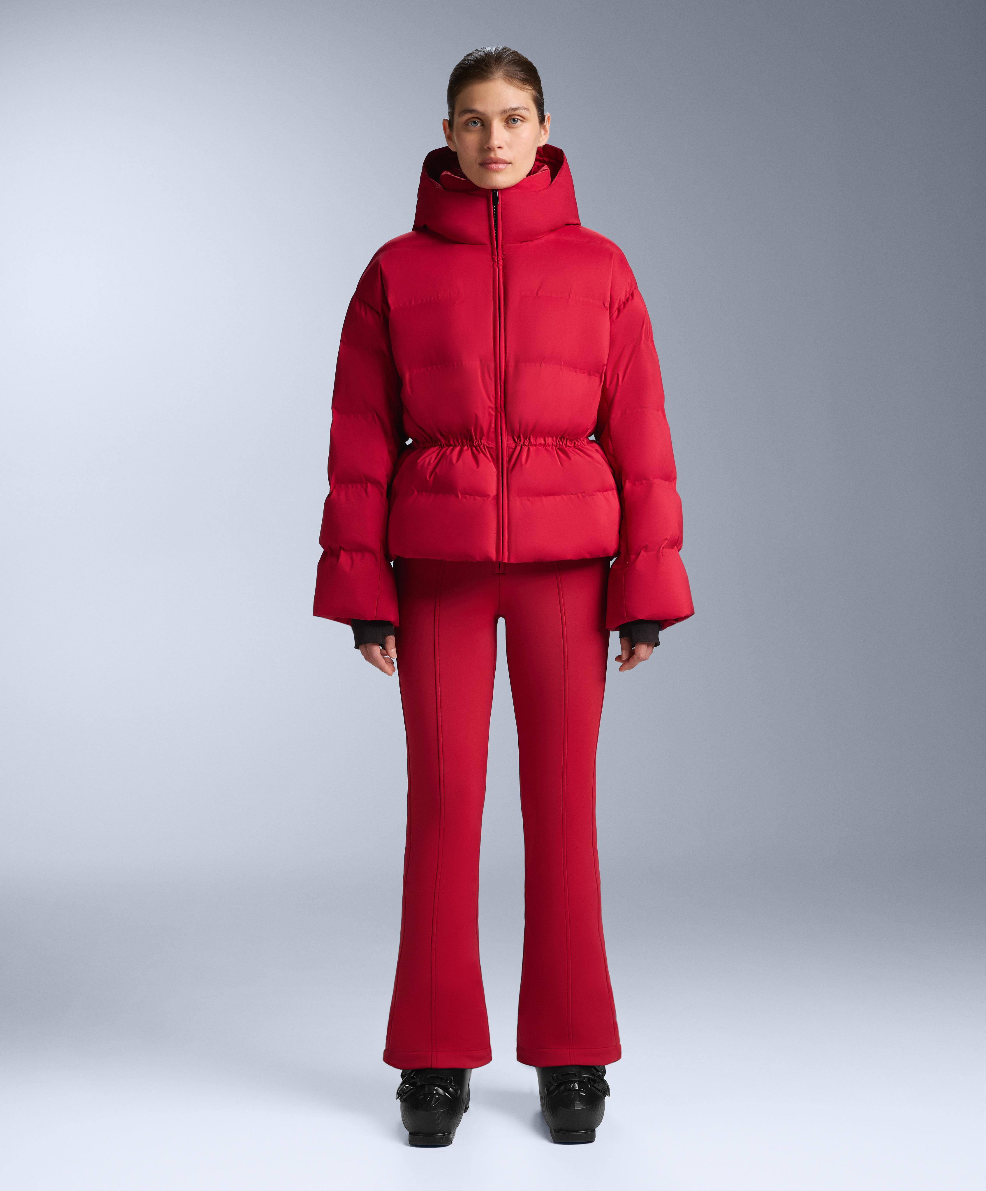 Water-resistant SKI flare dungarees — RED
